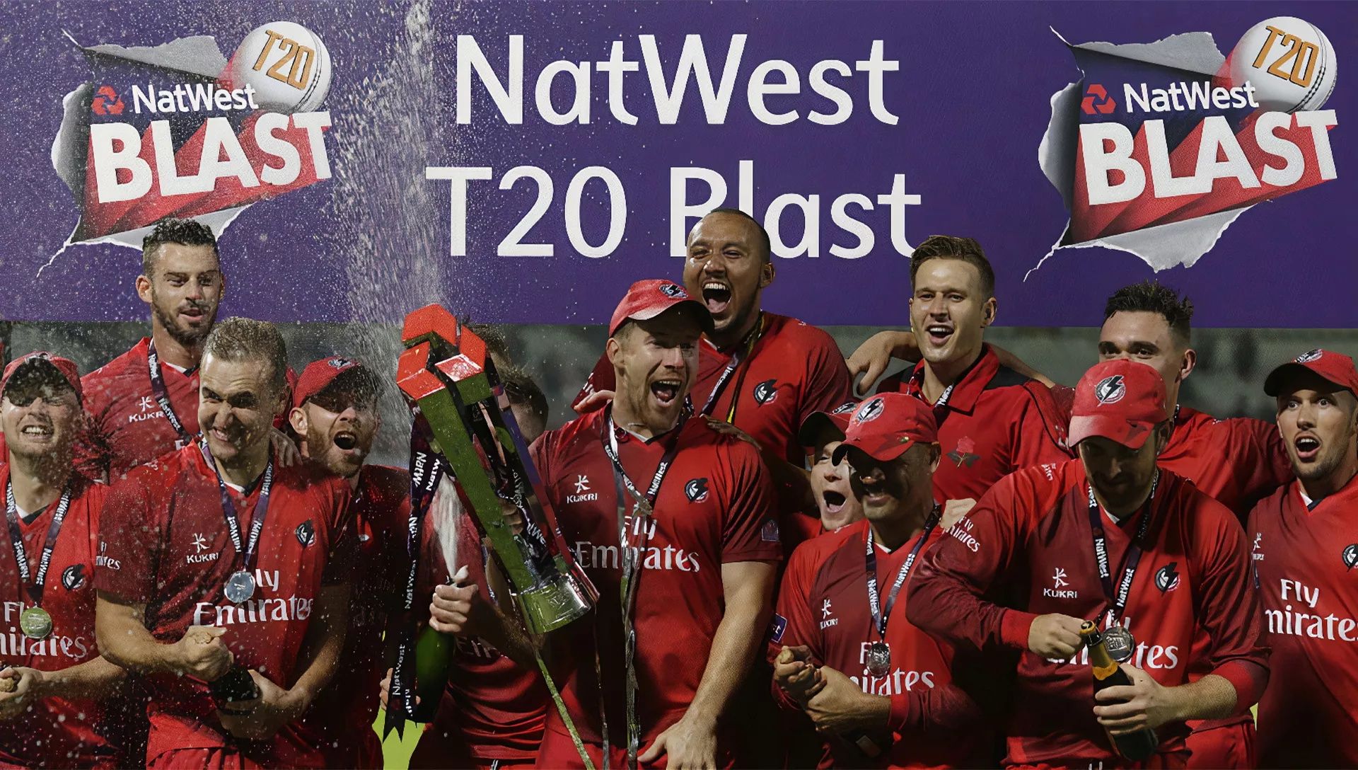 You can place bets on England NatWest T20 Blast League after registering on the site