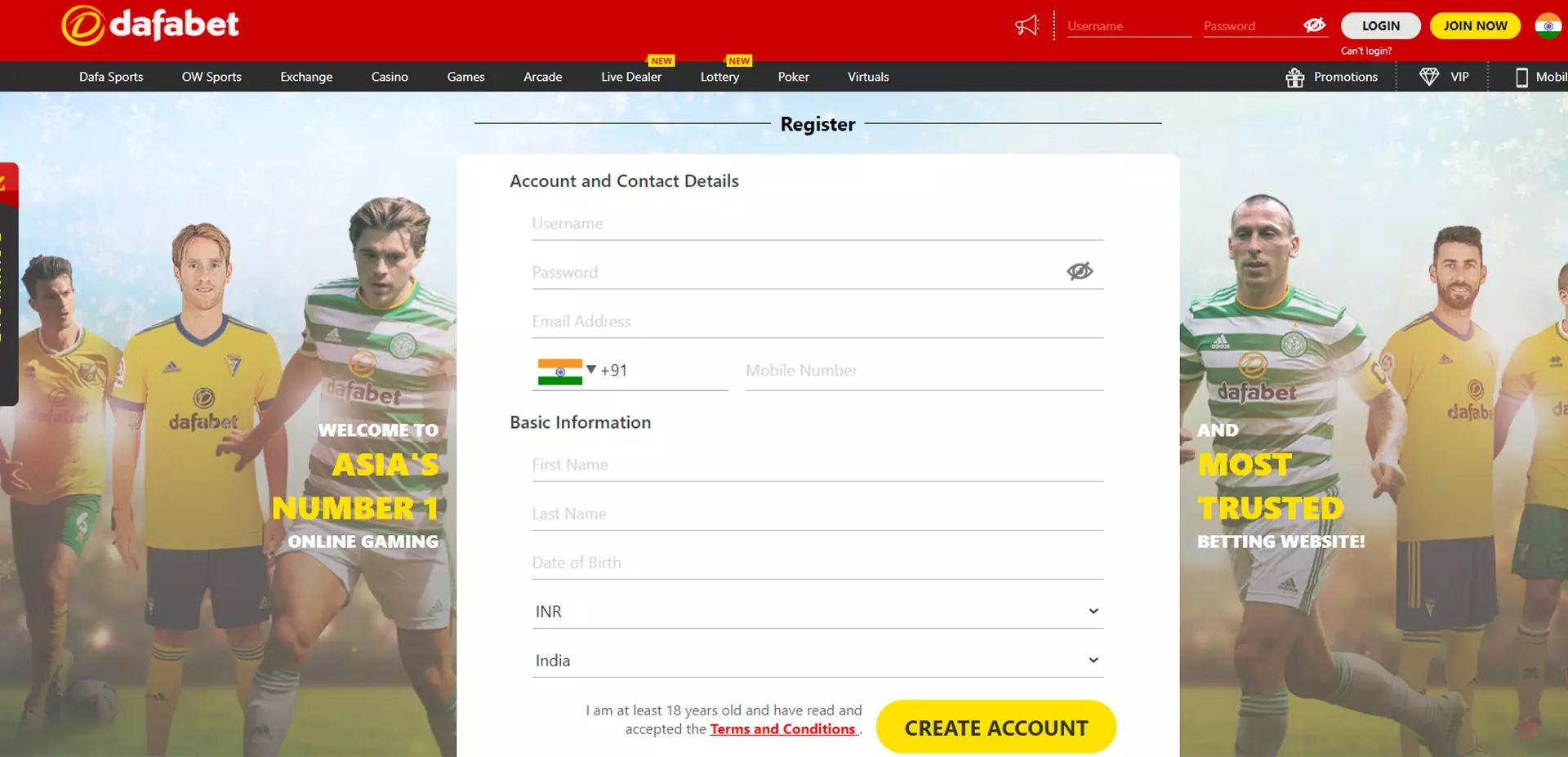 Provide only trustworthy information while registerinh at Dafabet.