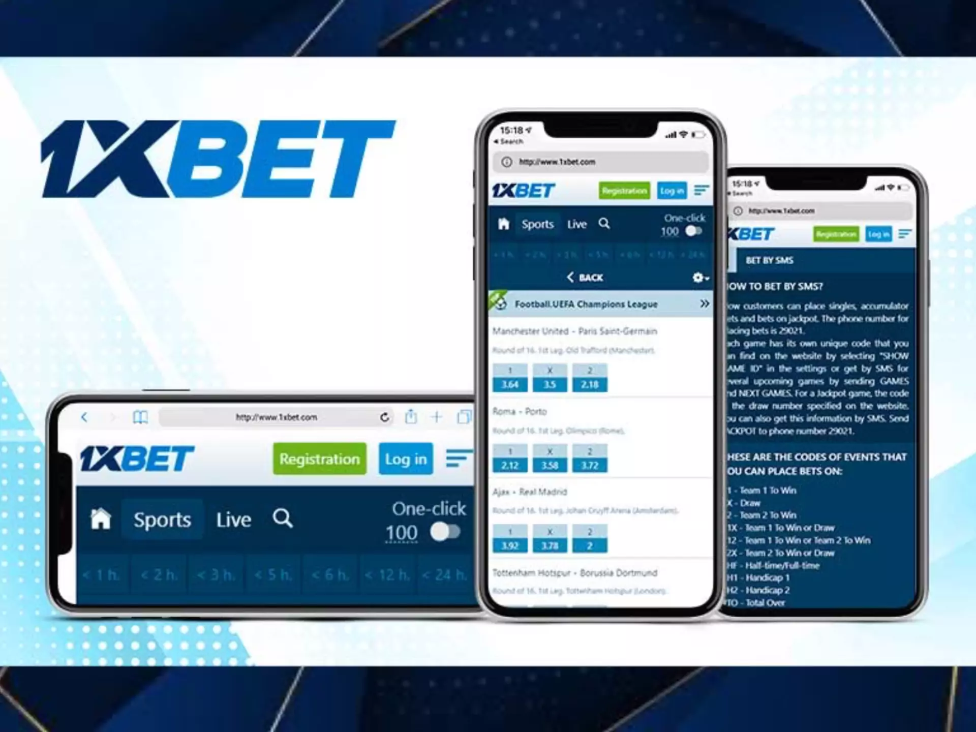 You can opern a web version of 1xbet on your mobile phone and bet via it.