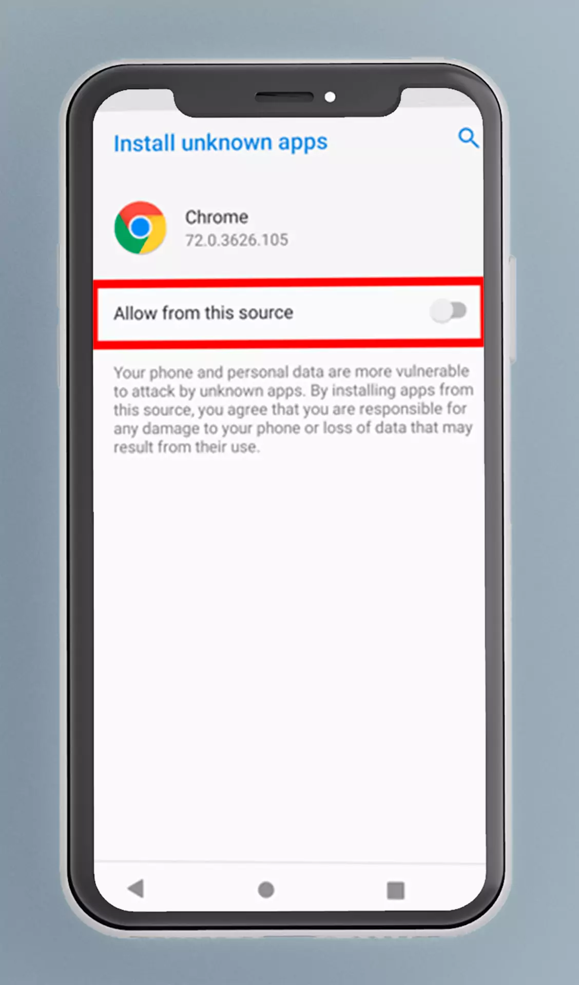 Let your phone install apps from unknown sources.