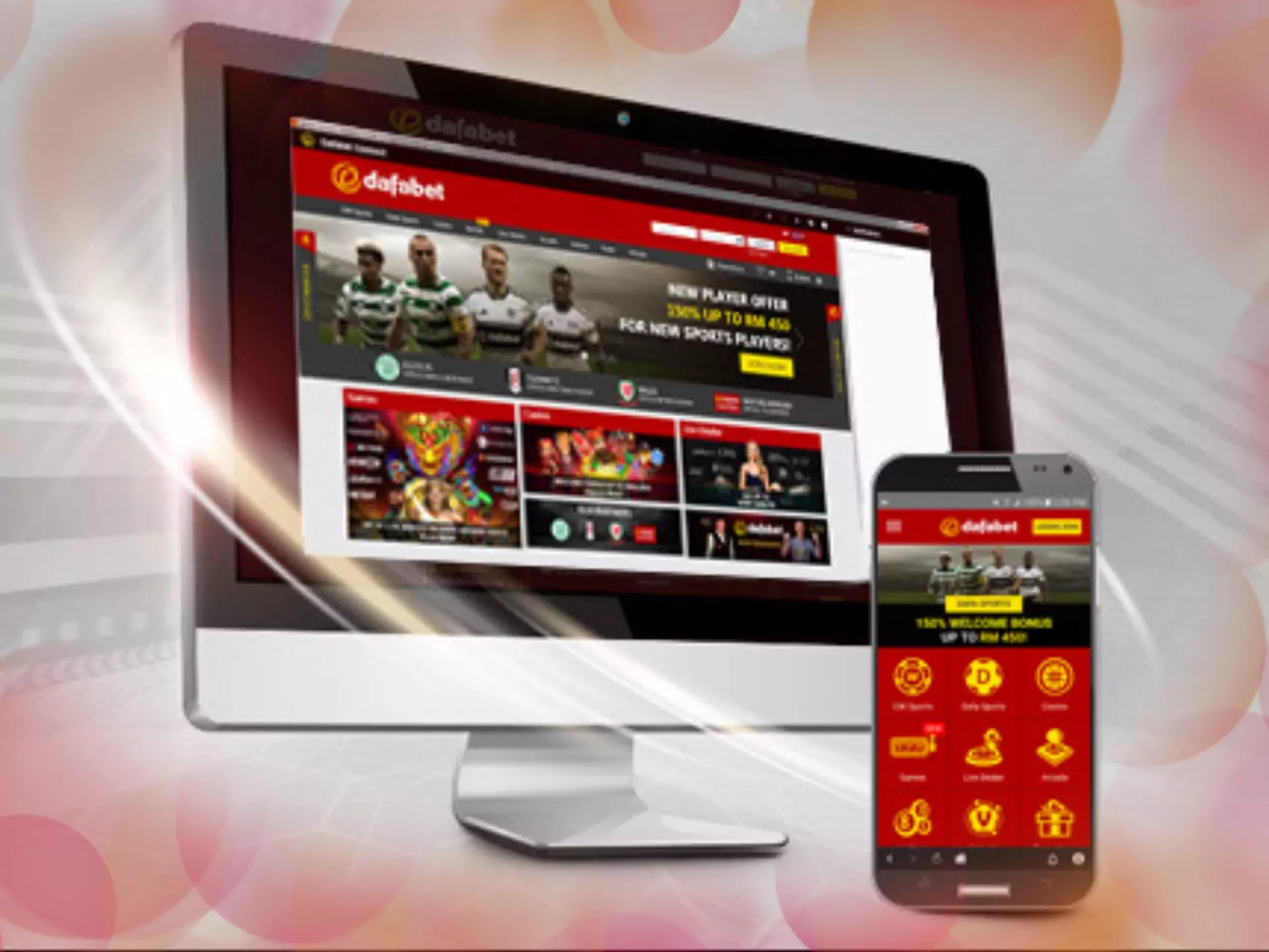 Dafabet mobile app has a full functionality as a browser version does.