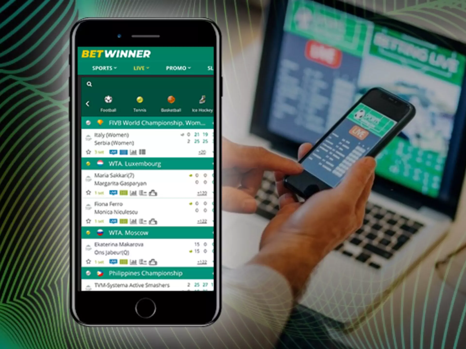 You can place bets on every sport at Betwinner via your Android or iOS phone.