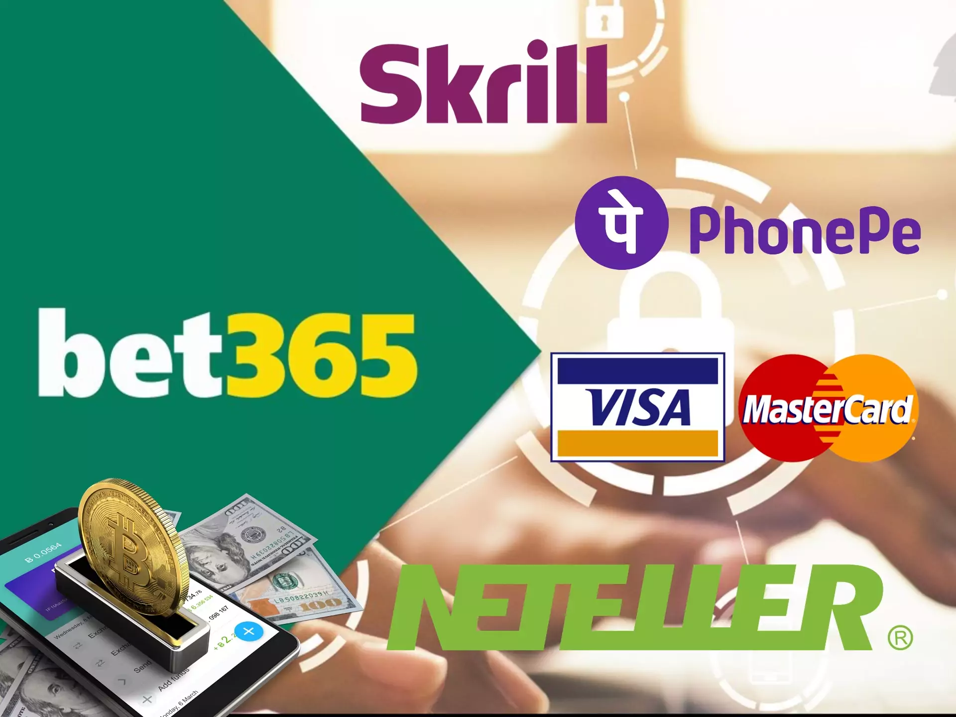 Most of the popular payment systems in India are available at bet365.