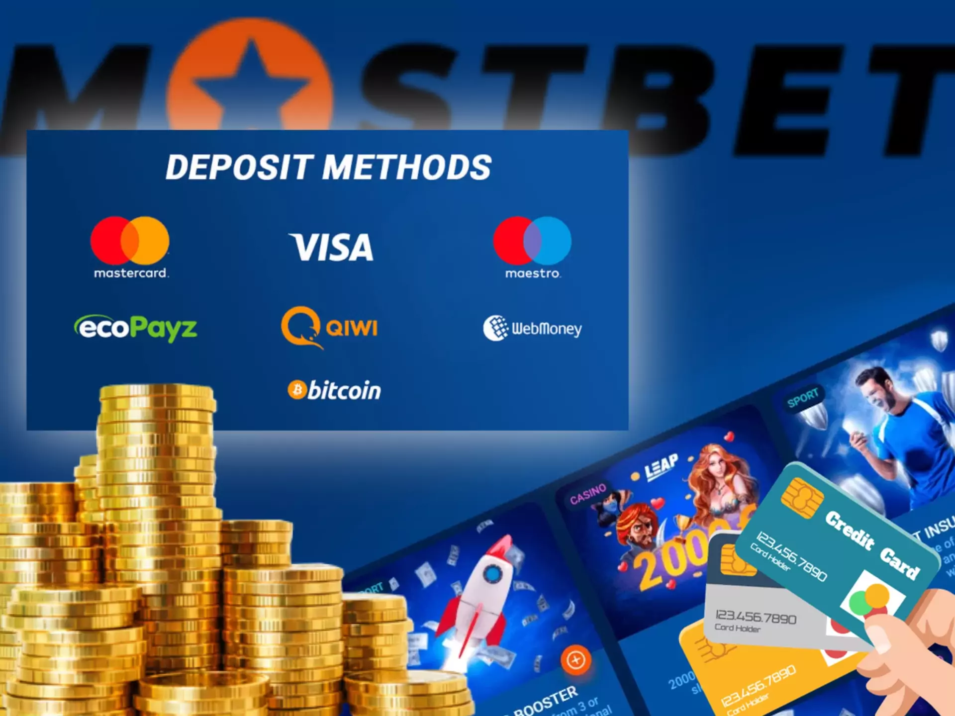 You can use ecoPayz, Paytm, Neteller or Neteller for depositing at Mostbet.