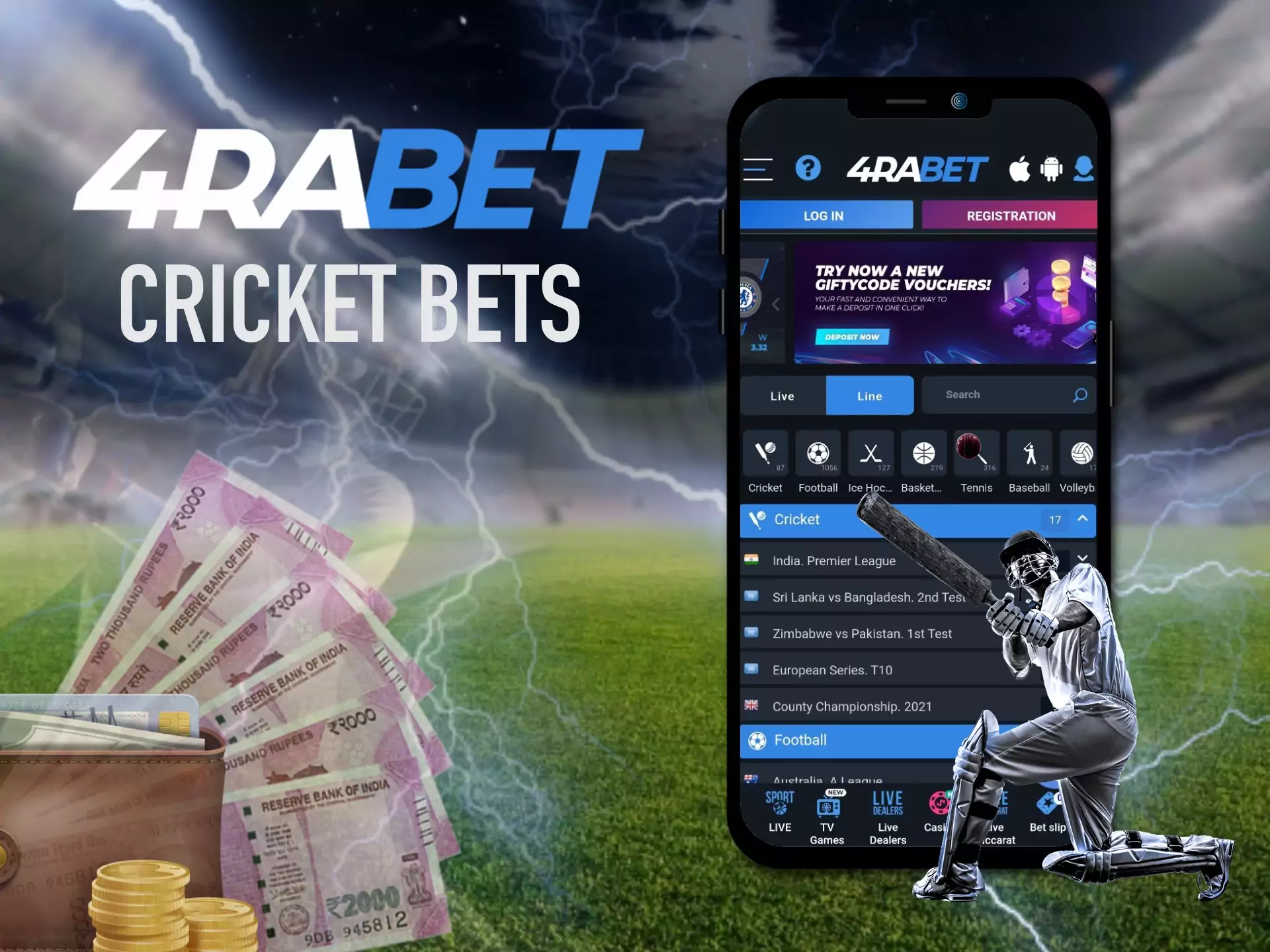 You should create an account and make a deposit at 4rabet to have an opportunity to place bets.