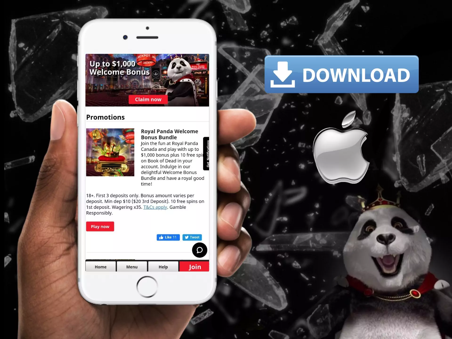 Download the Royal Panda app for iOS from the official site.