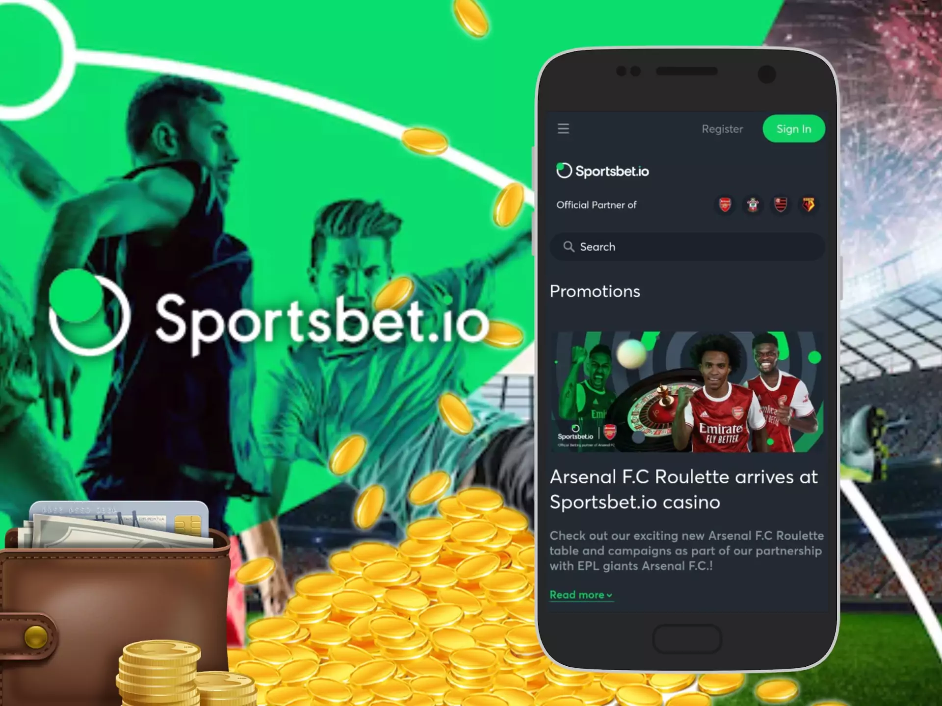 Sign up for Sportbet and get bonuses for betting via the app.