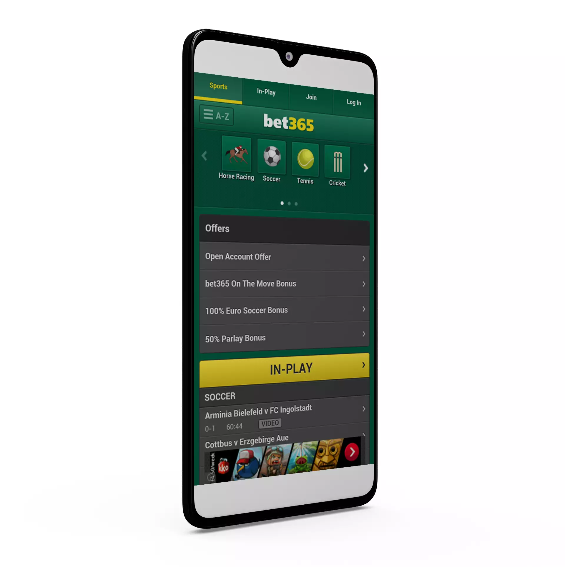 Bet365 मोबाइल ऐप डाउनलोड और इंस्टॉल करें और अपने एंड्रॉइड फोन से दांव लगाएं।