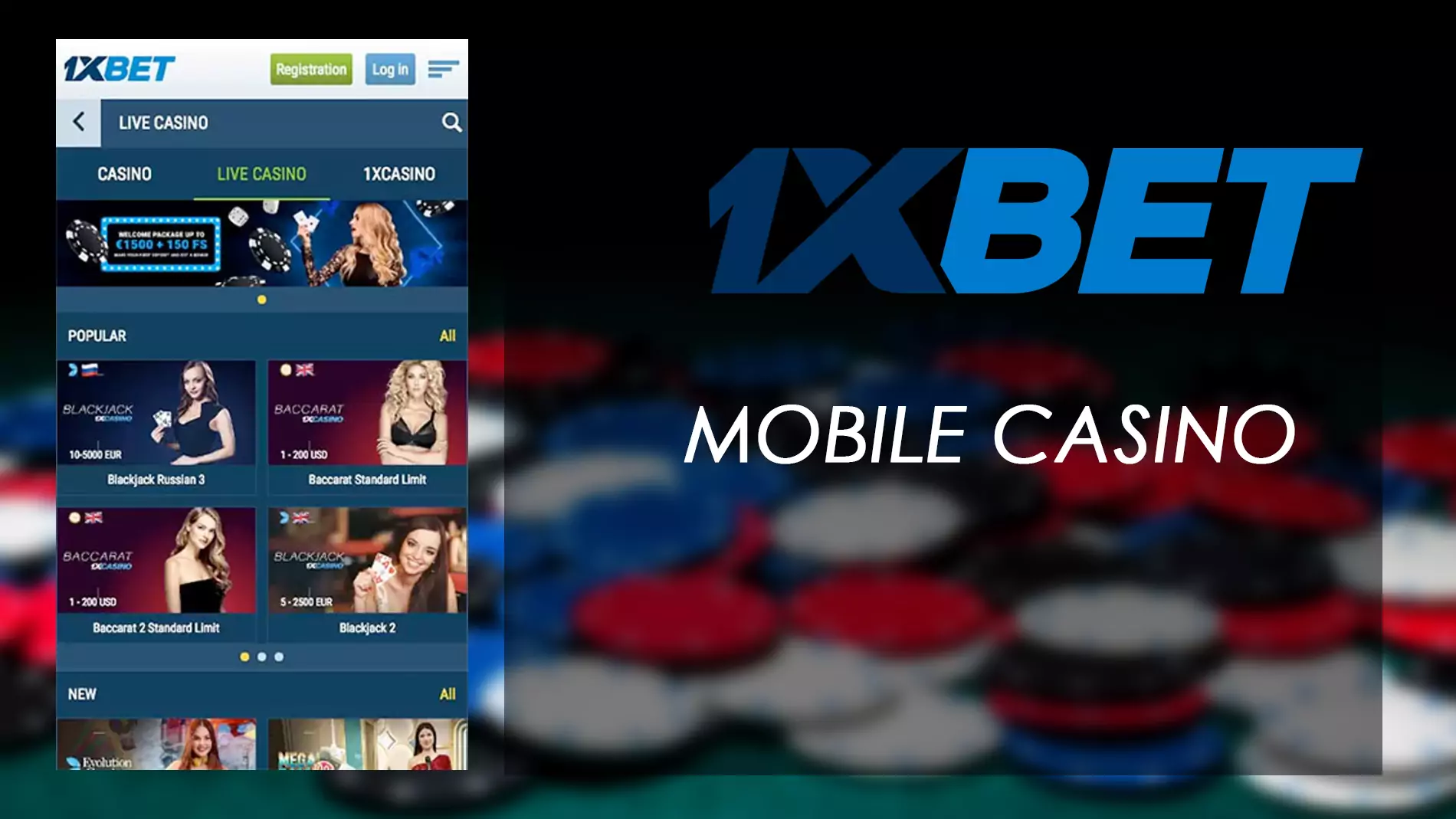 In the mobile app 1xBet hundreds of gambling games in online casinos are waiting for you.