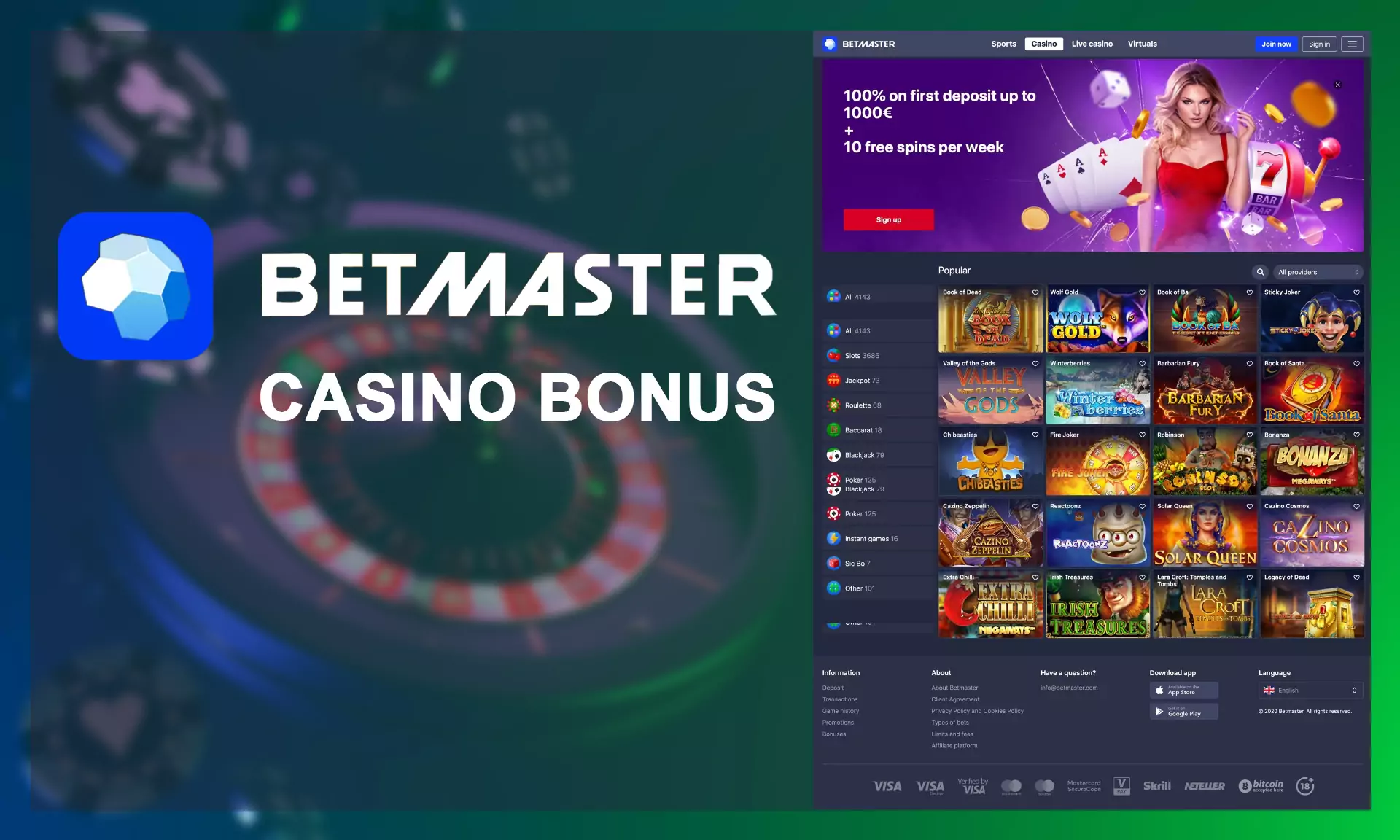 Indian users can get special casino bonuses on Betmaster.