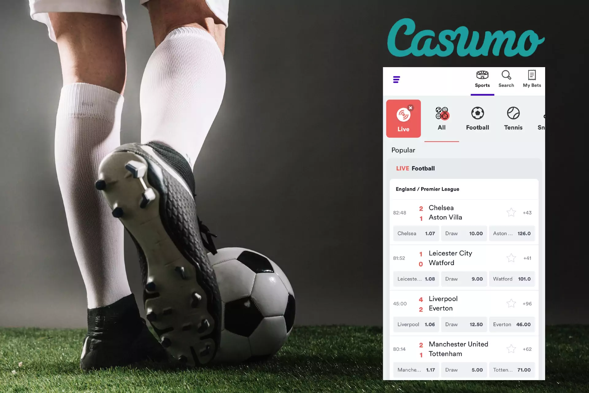 Users can bet sports on Casumo.