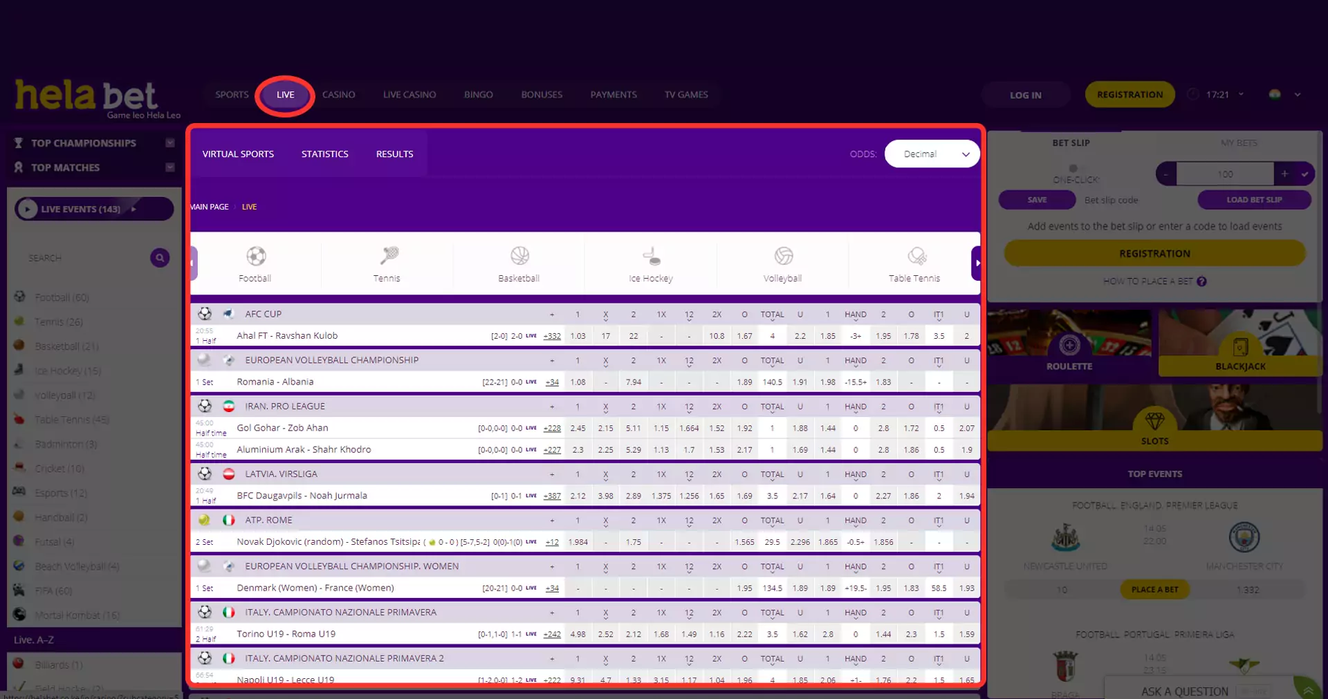Users from India can bet in real time at Helabet.