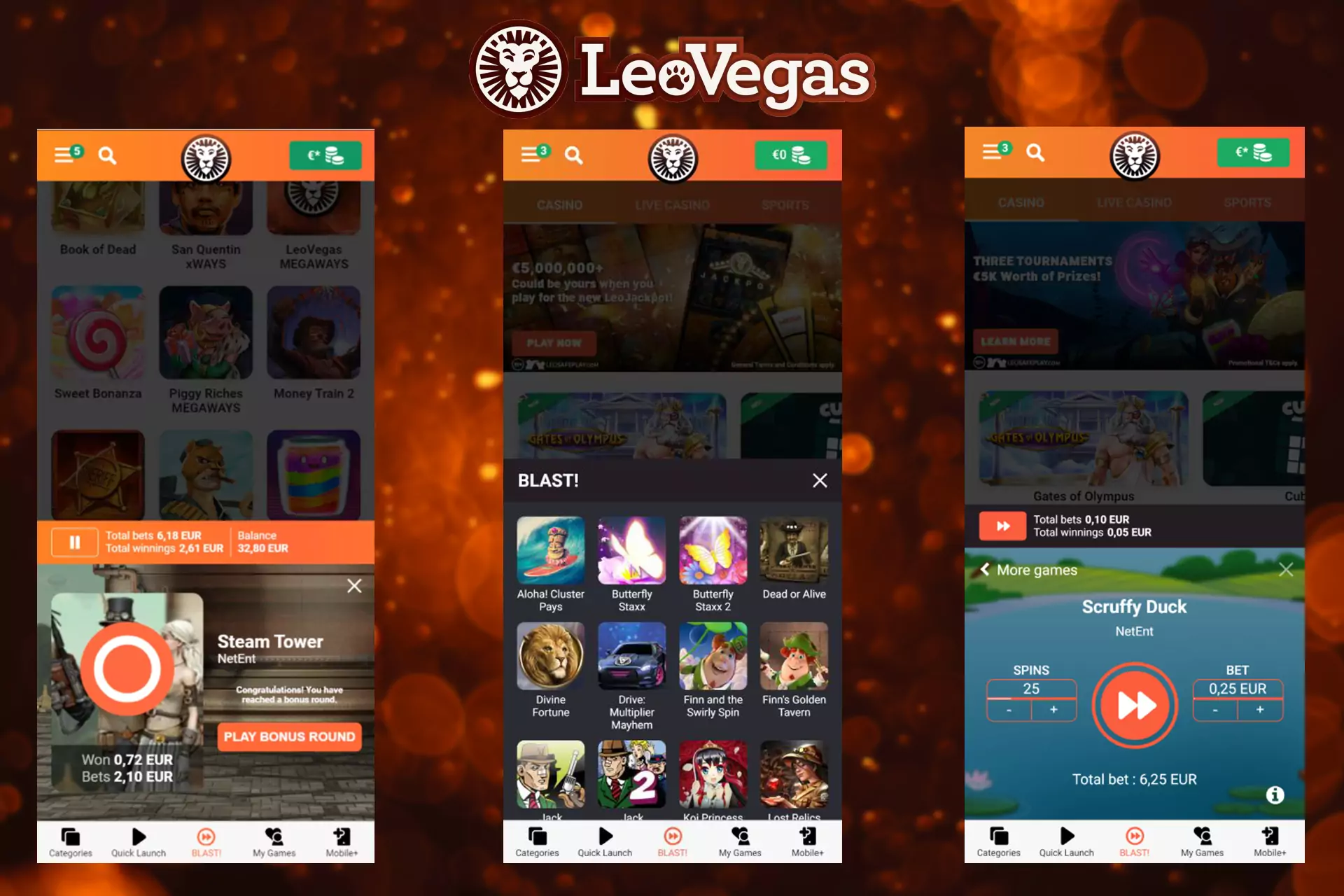 Users of LeoVegas can accept weekly bonuses, play slots, and have VIP privileges.