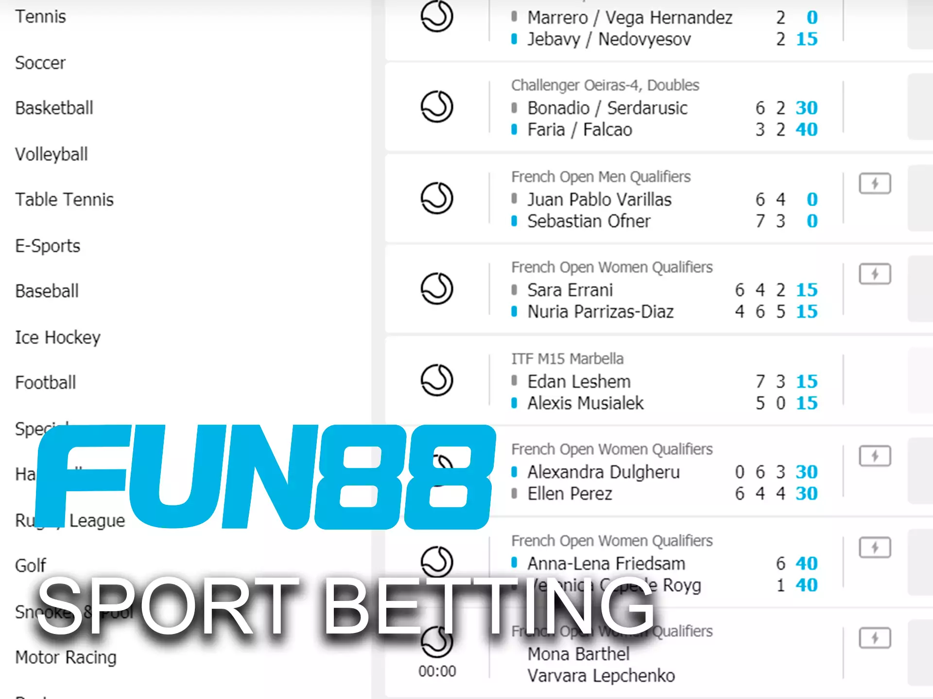 There are a lot of markets and sport events to bet on at Fun88.