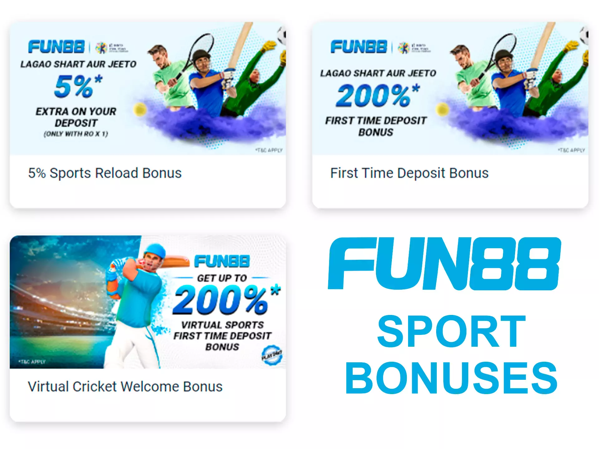 There are a lot of deposit bonuses that you can spend on sport betting at Fun88.
