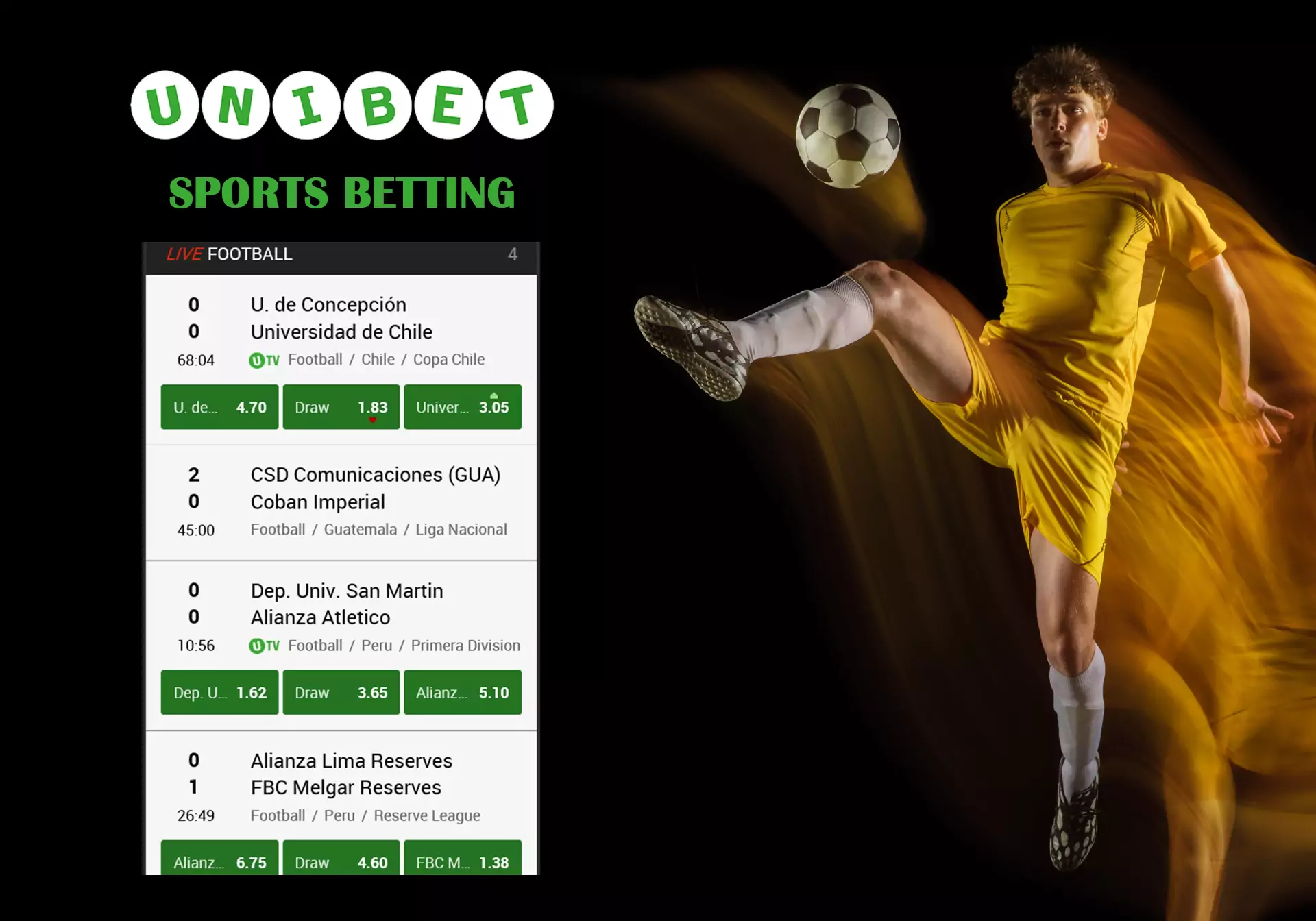 Users of Unibet can place bets for sports in the app.