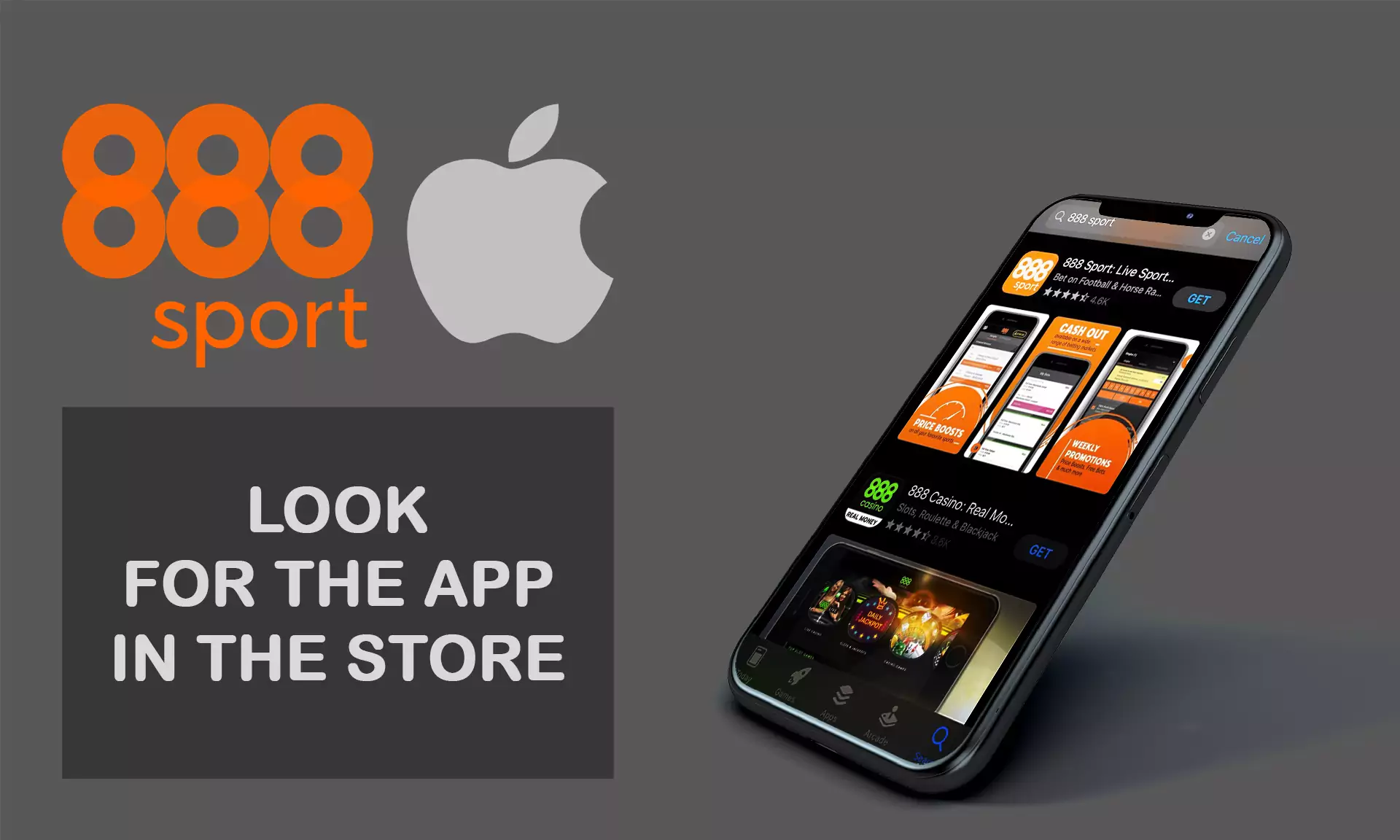 Look for the 888sport betting app in AppStore.