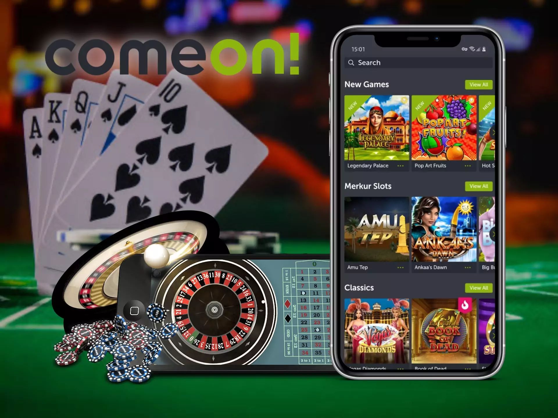 If you're tired of betting, you can play casino games at ComeOn too.