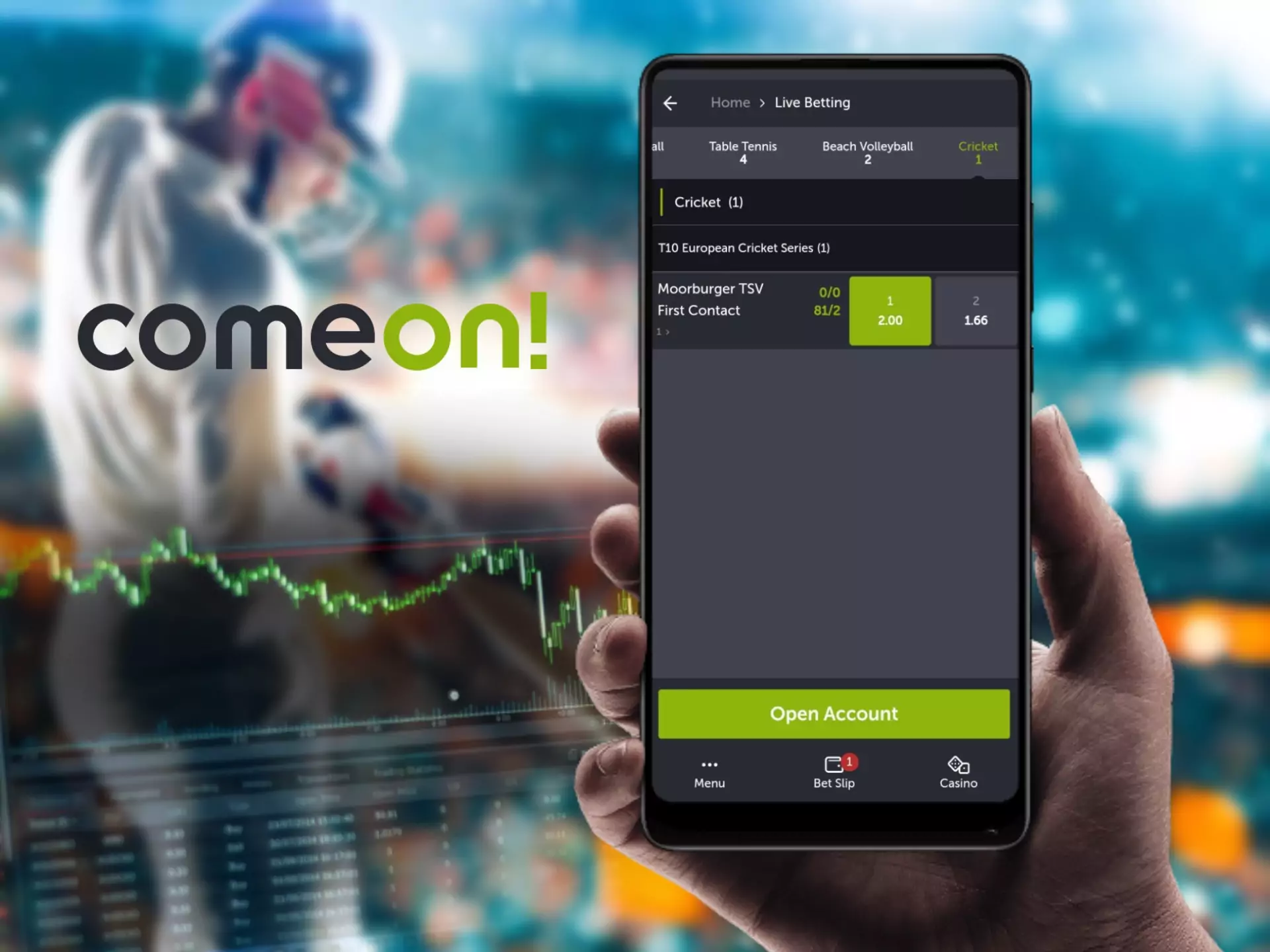 You'll find a lot of sport markets and profitable odds at ComeOn sportsbook.