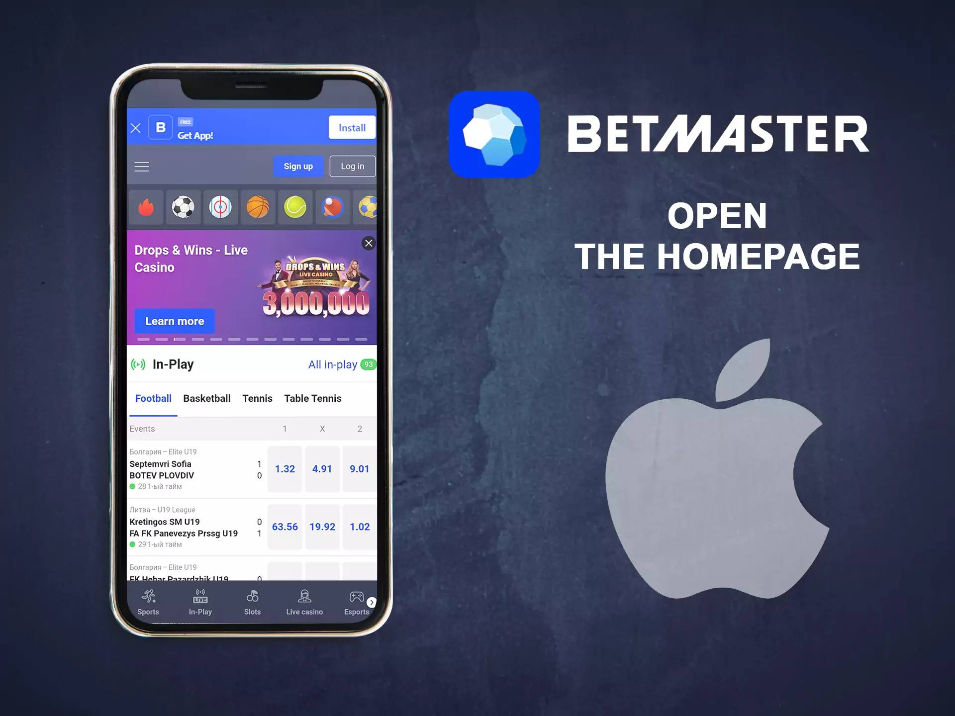 Open the website of Betmaster.