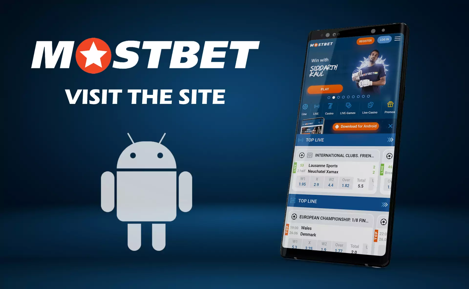 Open the homepage of the Mostbet in a mobile browser.