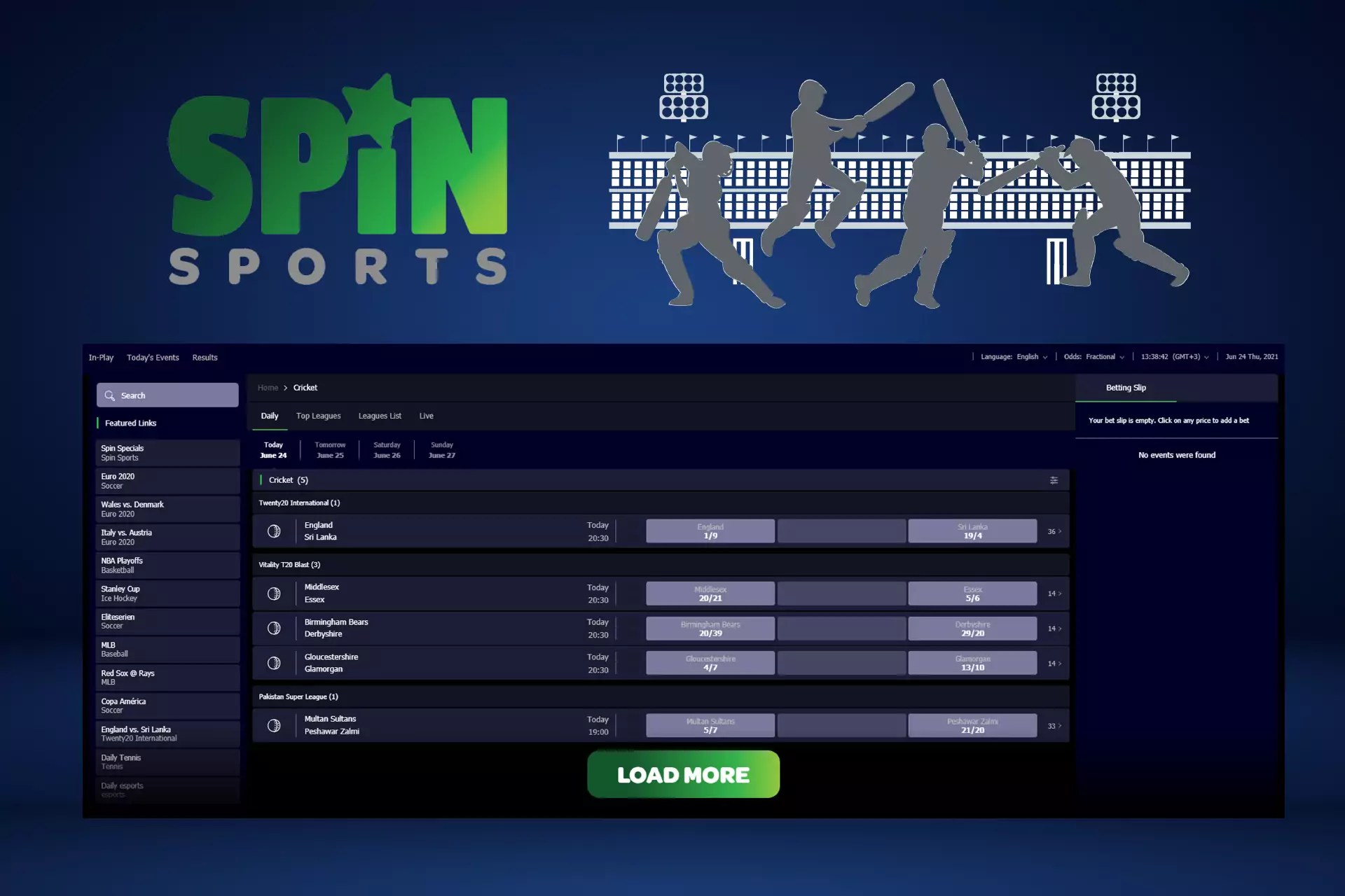 If you are a cricket fan, place bets on your favorite team on Spins Sports.