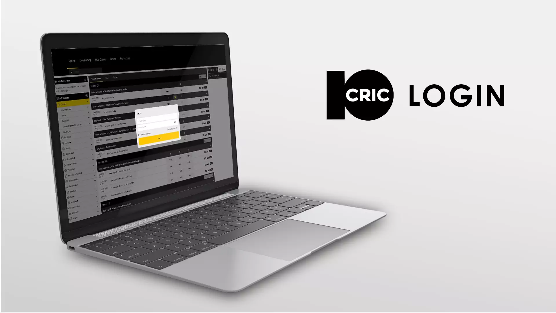 Open the site of 10Cric and click the 'Login' button.