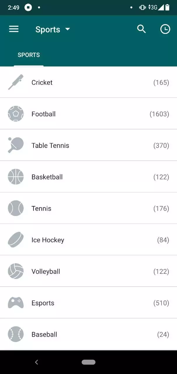 Sport Betting in 22Bet app.