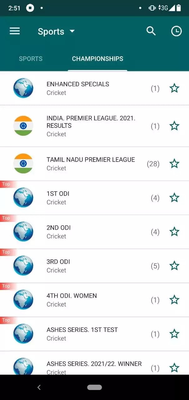 क्रिकेट सट्टेबाजी अनुभाग में 22Bet app है।