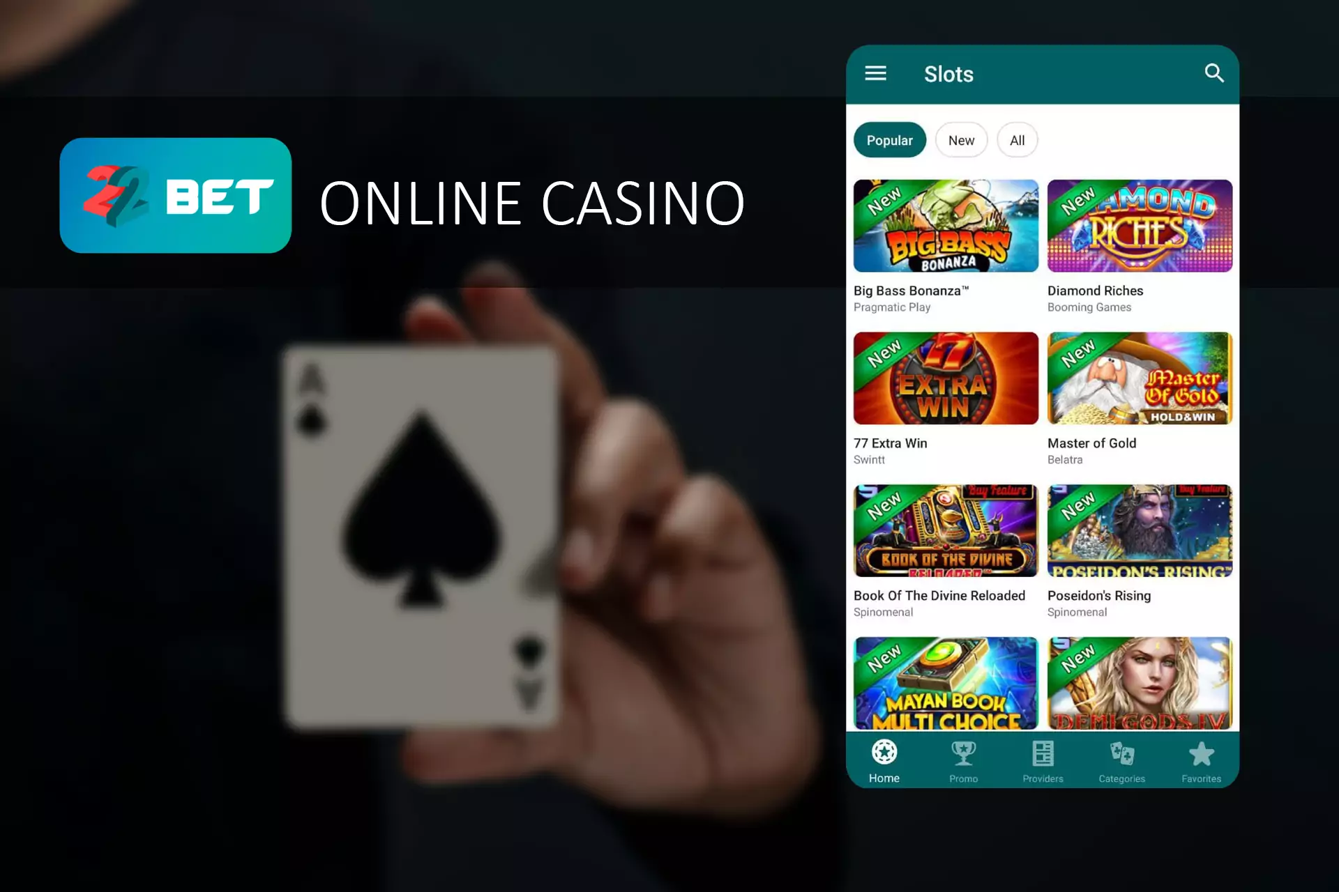 Play slots and classic table games in the casino section of the app.