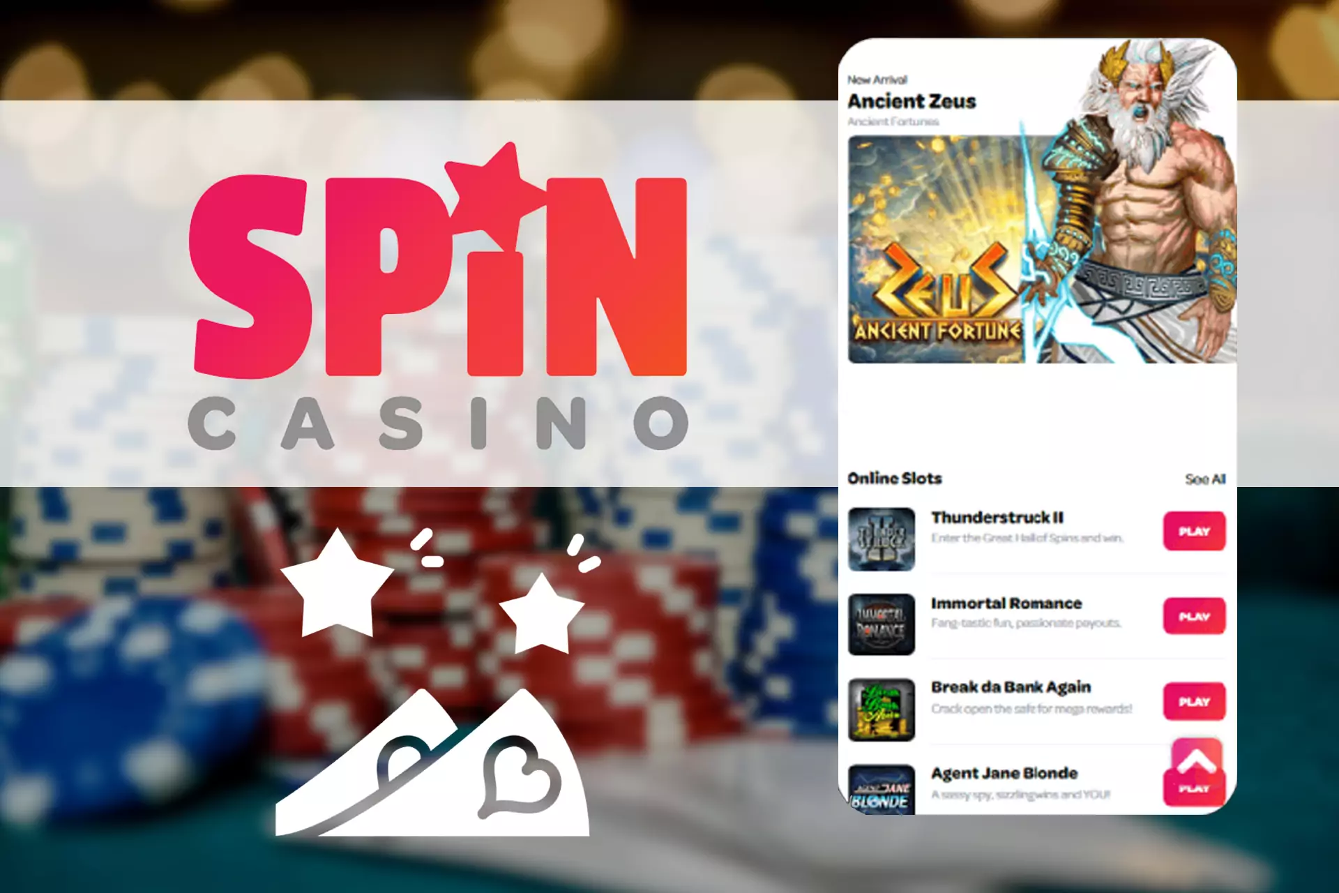 Casino fans can play slots and table games in the special section.