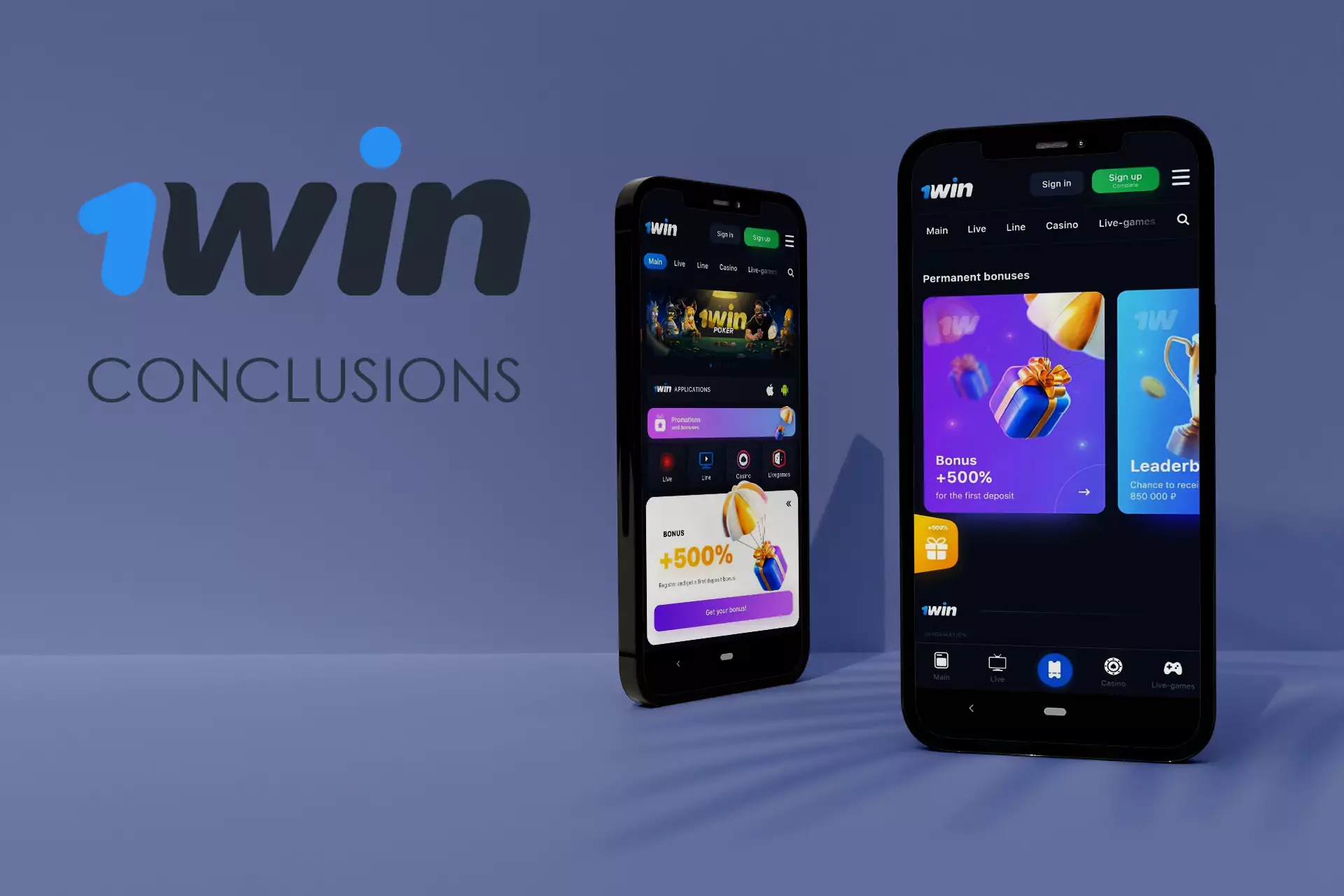 Read about the main benefits of the 1win app in our conclusions.