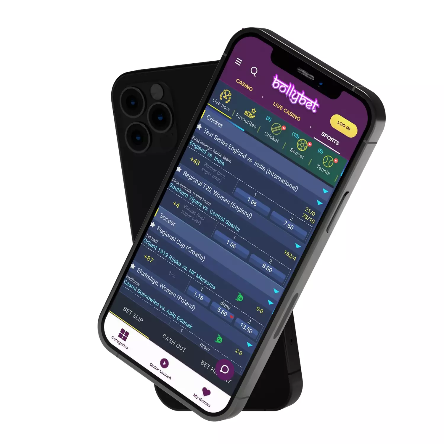 Bollybet app includes all the functionality of the official website.