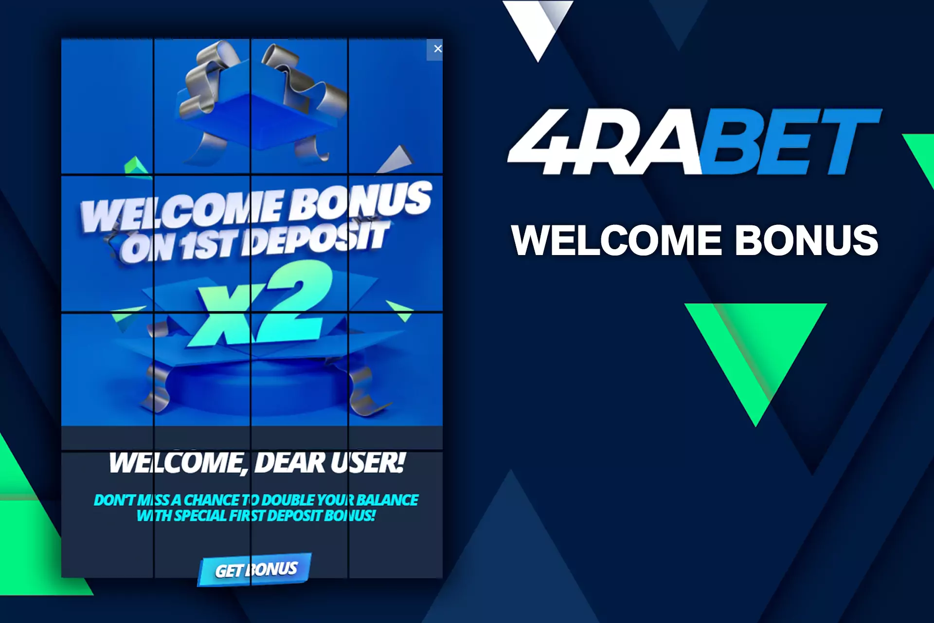 यदि आप पर एक नया उपयोगकर्ता हैं 4rabet आपको पंजीकरण के दौरान स्वागत बोनस प्राप्त करने का प्रयास करना चाहिए।