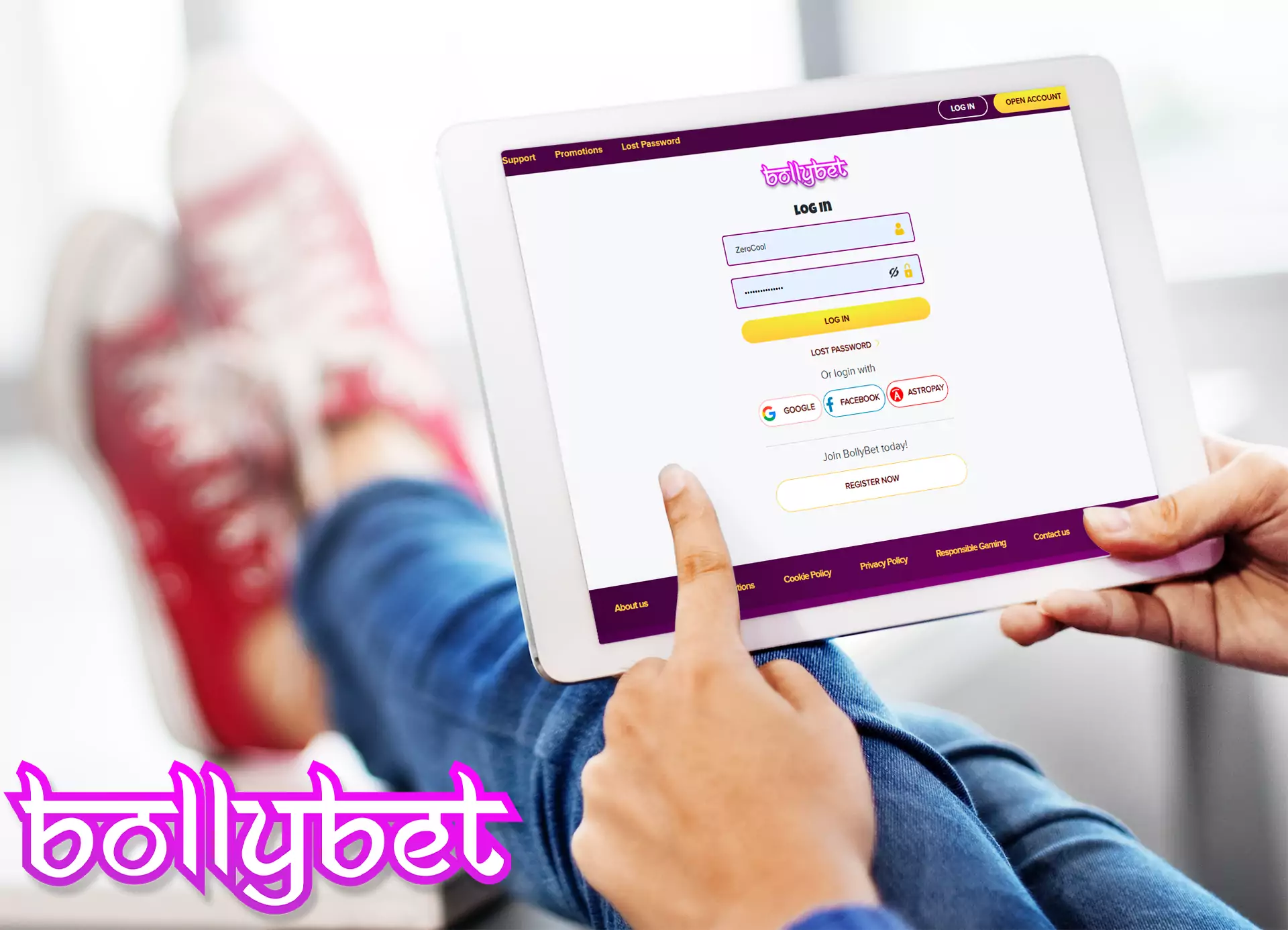 Log in to Bollybet using your email and password.