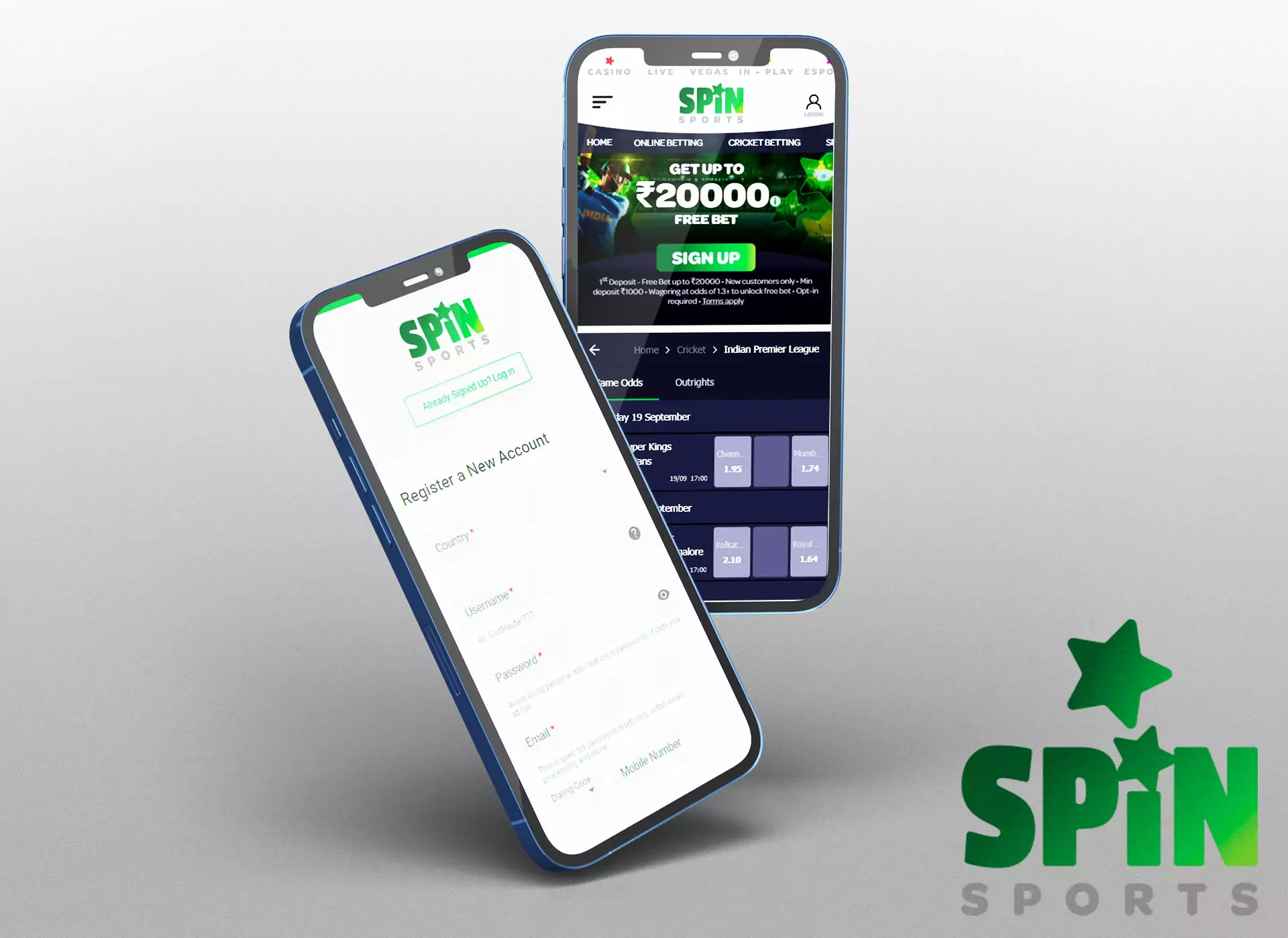 Register in the Spin Sports app and place bets whenever you want.