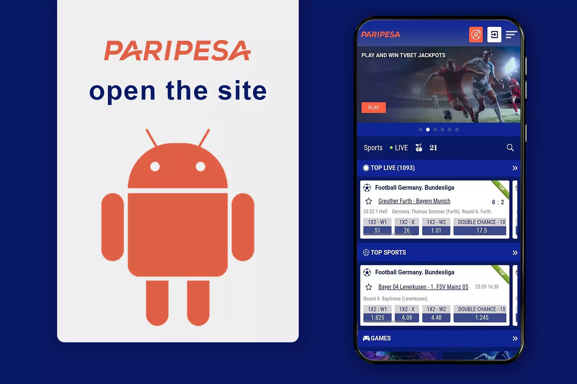 एक ब्राउज़र में Paripesa की साइट पर जाएं।