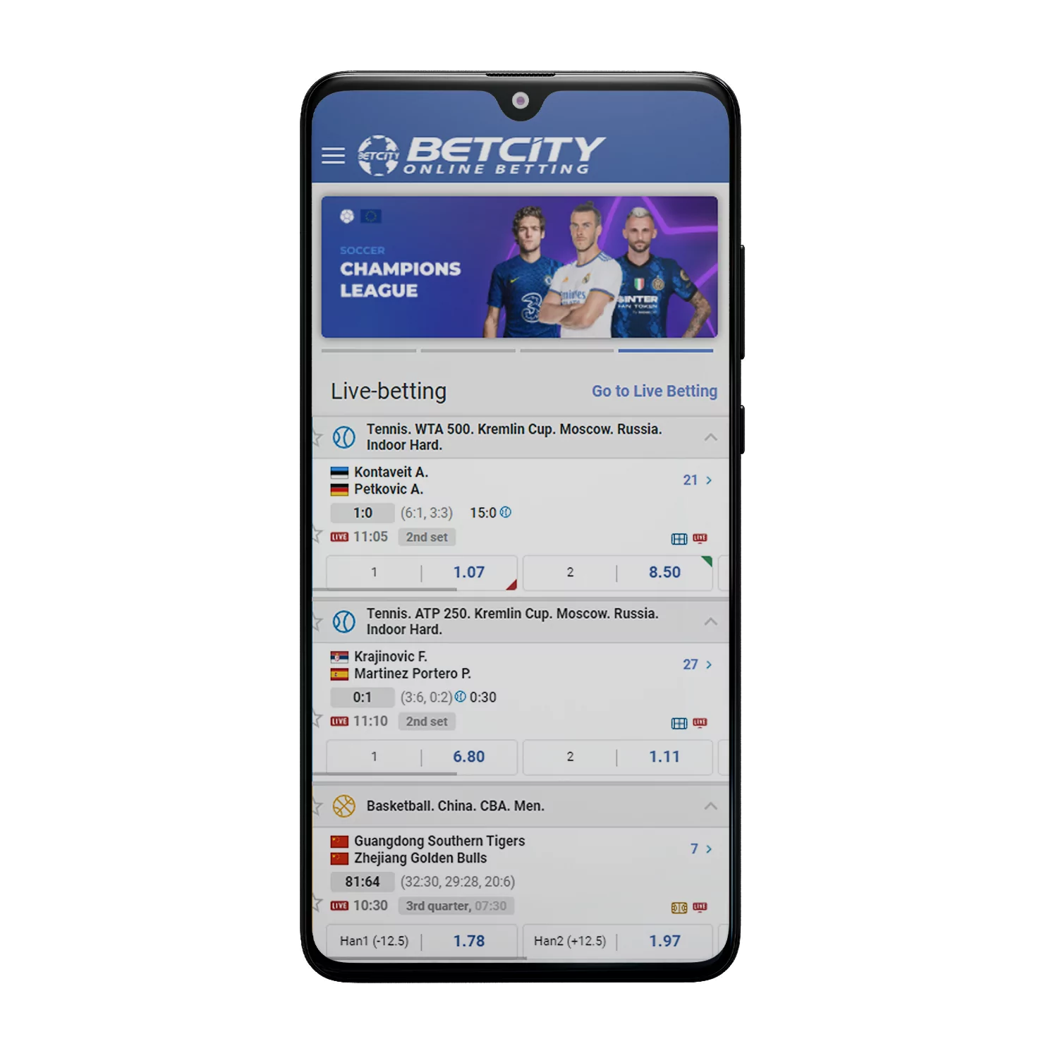 The Betcity app is available for Android and iOS.