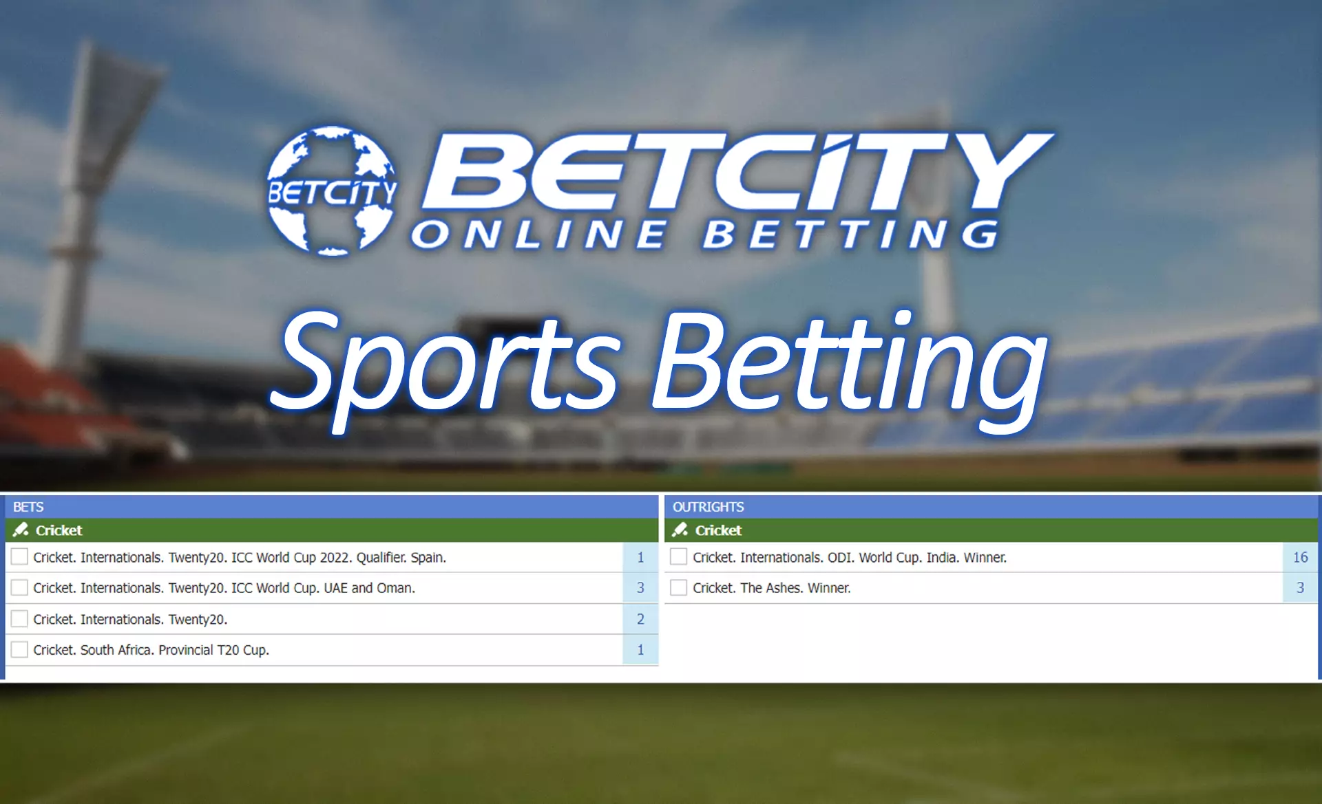 Sports fans would be glad to see the long list of sports disciplines and matches that they can place bets on at the Betcity.