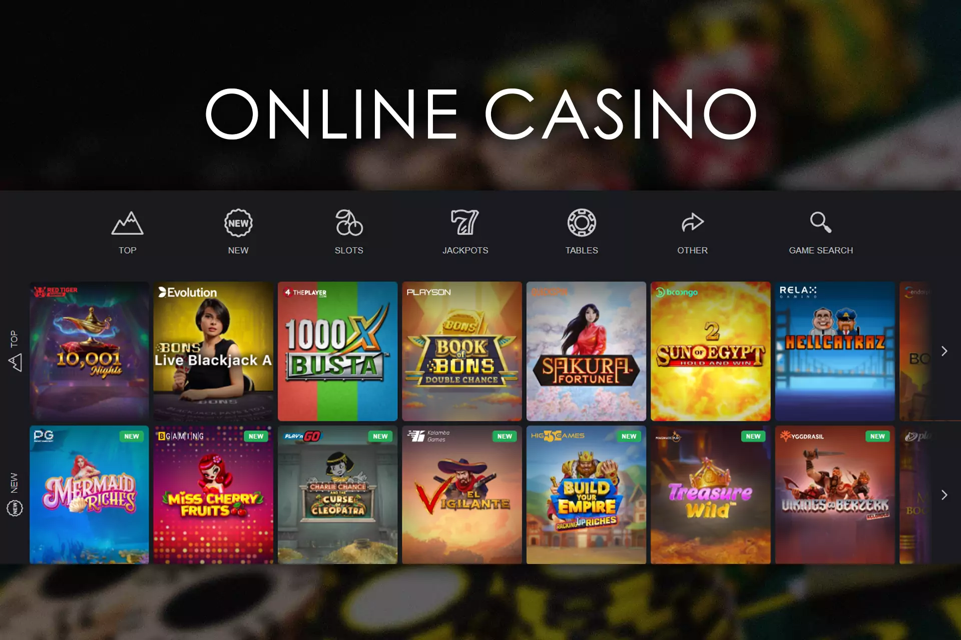 If you are a fan of slots or table games, go to the casino section.