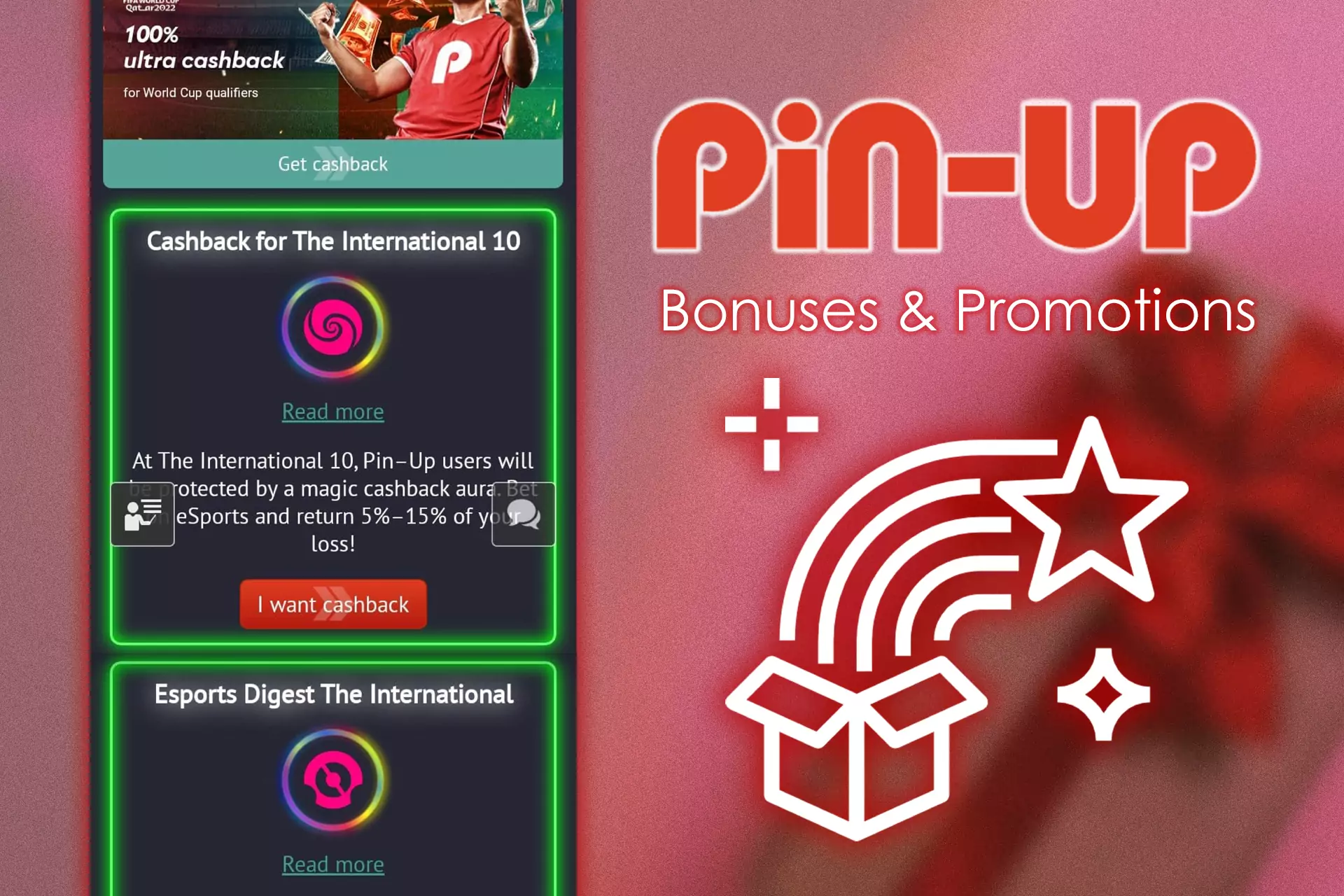 There are lots of bonuses and promotions you can receive from the Pin-Up casino and use for betting.