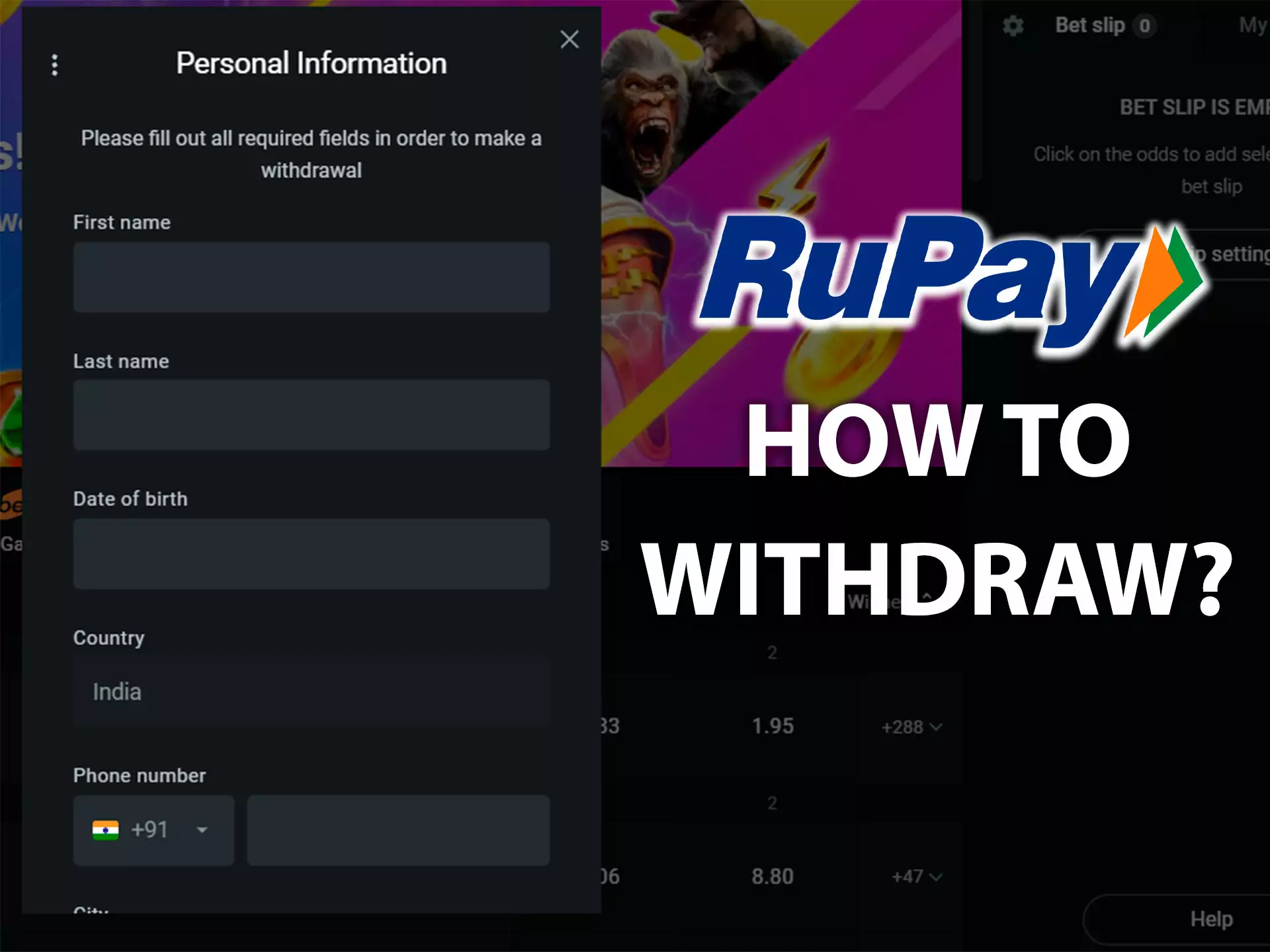 You can easily withdraw youe winnings on the RuPay card.