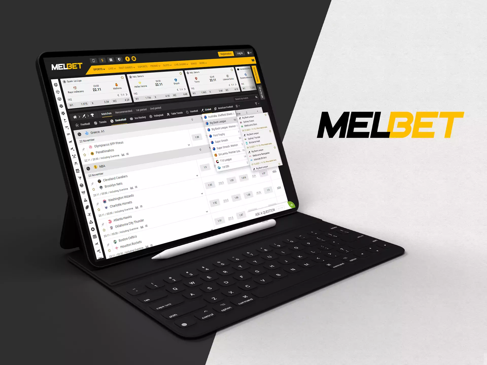 At Melbet, you can bet on cricket and other sports events on the site or in the apps.