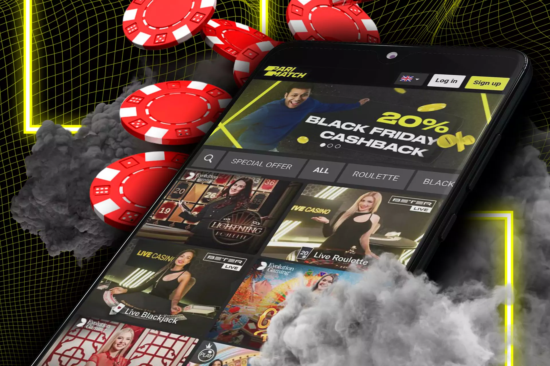 You can download the Parimatch app for your Android device to be able to play casino games from anywhere.