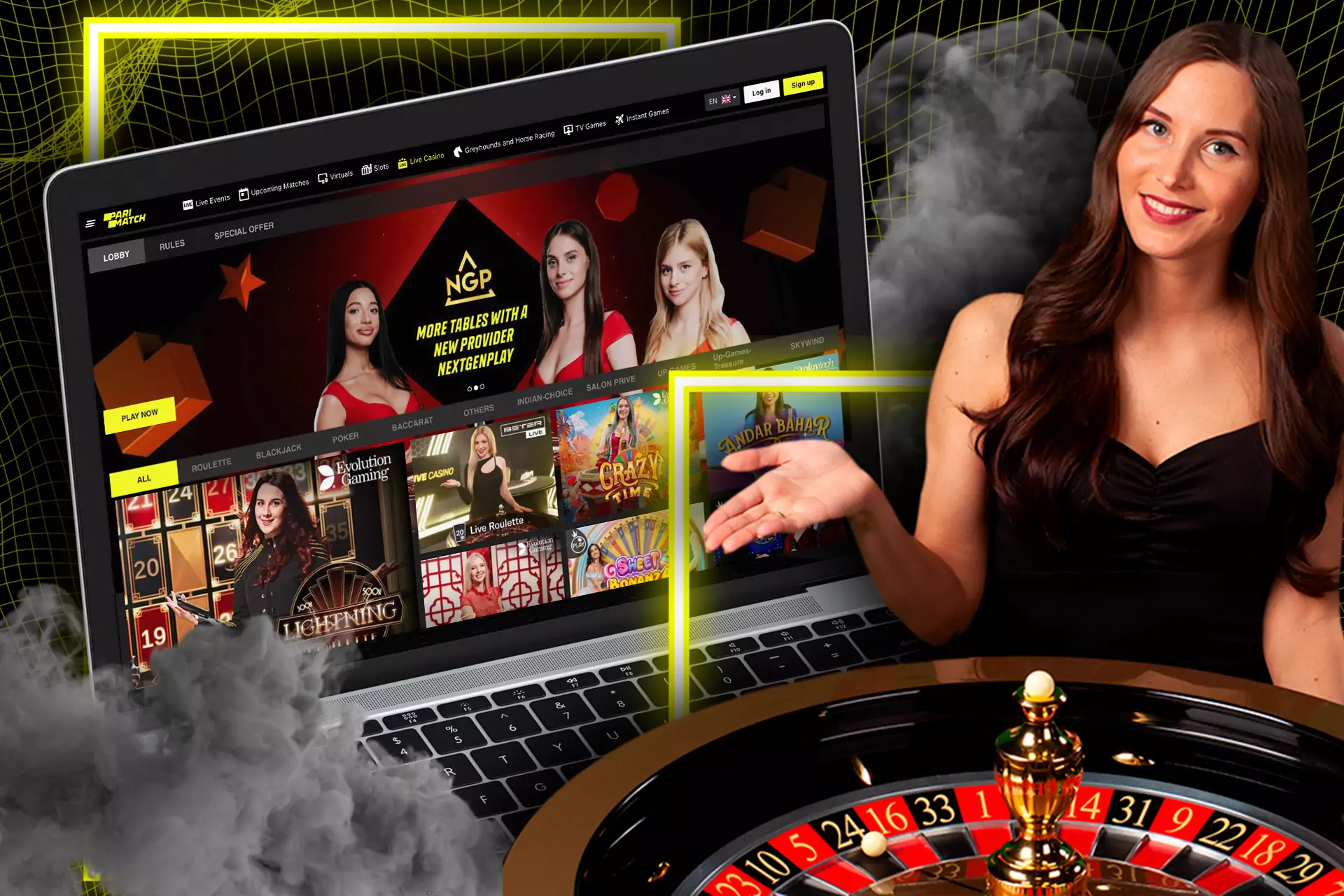 Users who like playing games with an alive dealer must try the Live Casino section on the site.