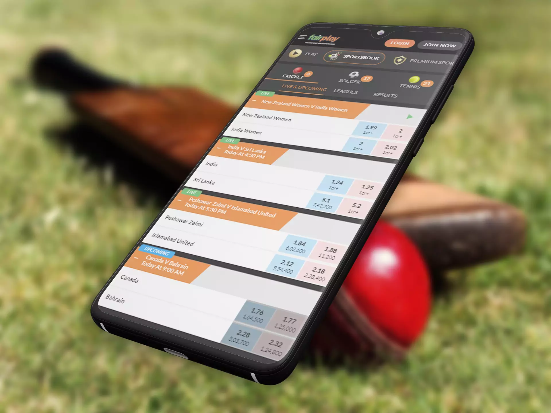 The Fairplay app supports betting on cricket matches.