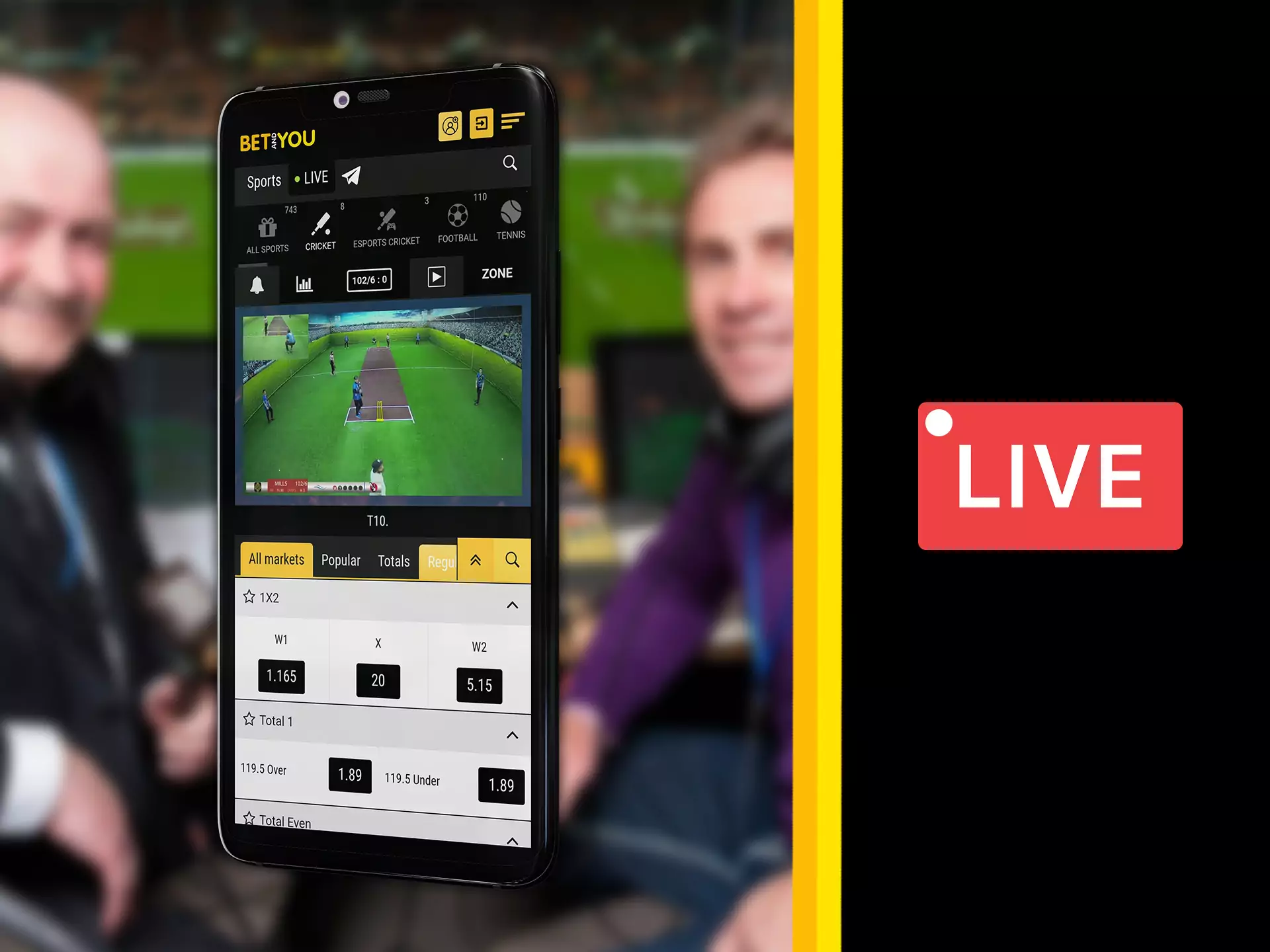 In the Betandyou App you can watch live broadcasts.