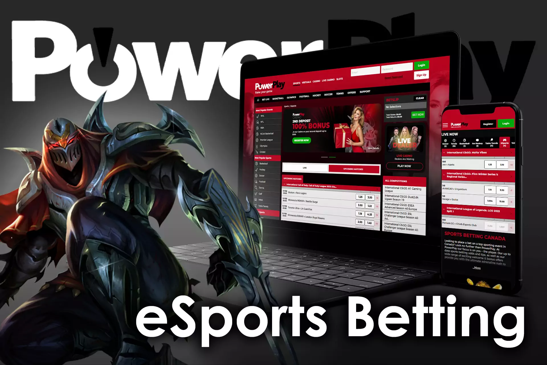 In the eSports section, you can place bets in the cybersports events.