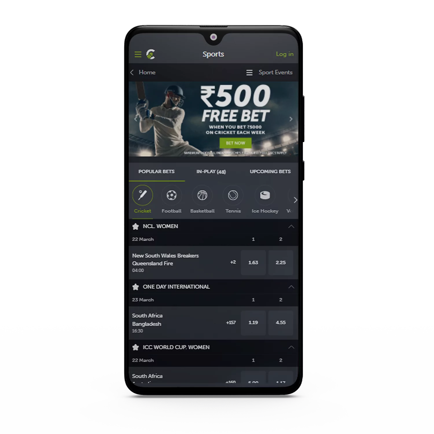 The Comeon app can be downloaded for free for cricket betting.