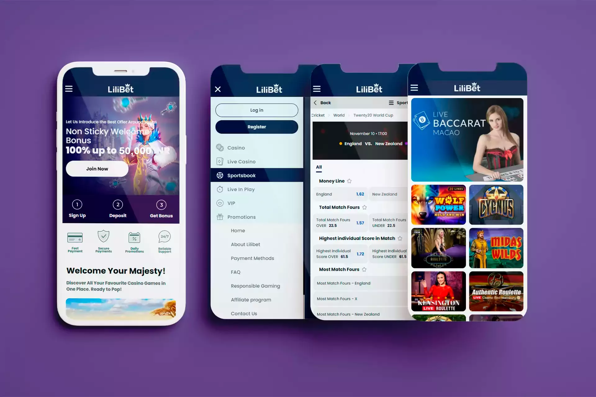 Despite the fact that Lilibet doesn't have an application yet, you can use a device for betting and playing casino games via the browser version.